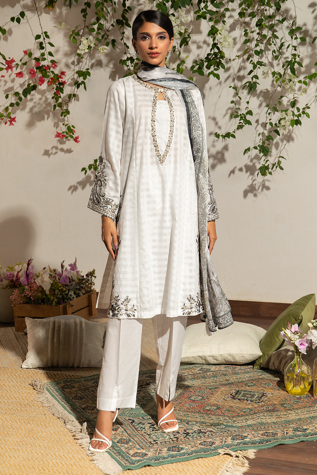 Embroidered Kurta Dupatta Trouser - 1266