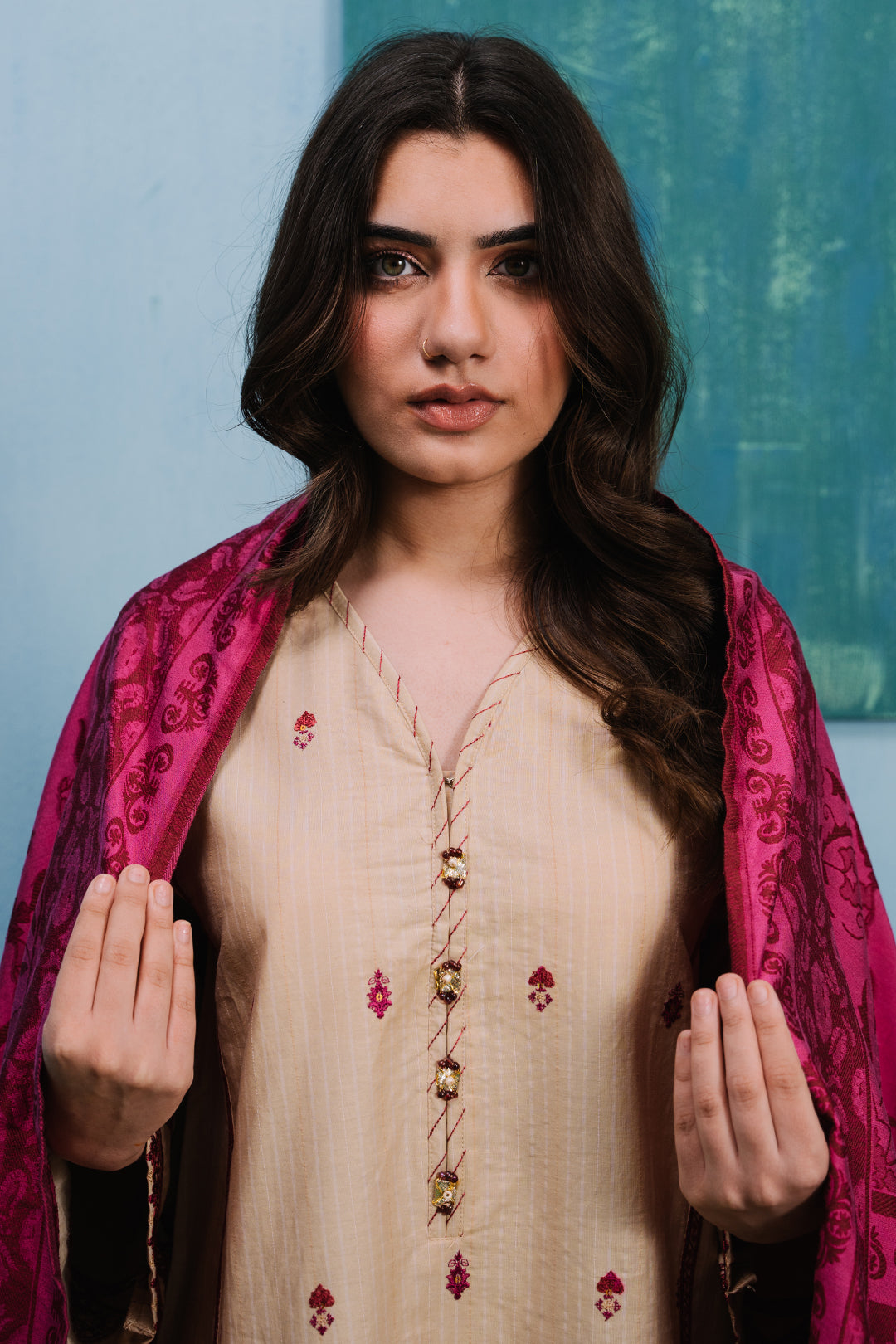 Embroidered Kurta Dupatta Trouser - 1273