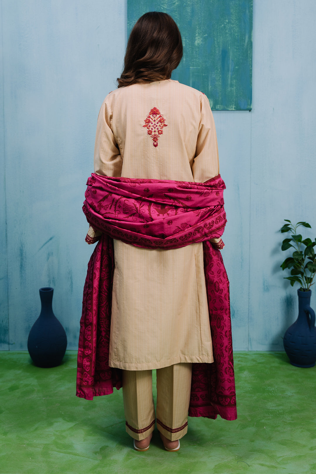 Embroidered Kurta Dupatta Trouser - 1273