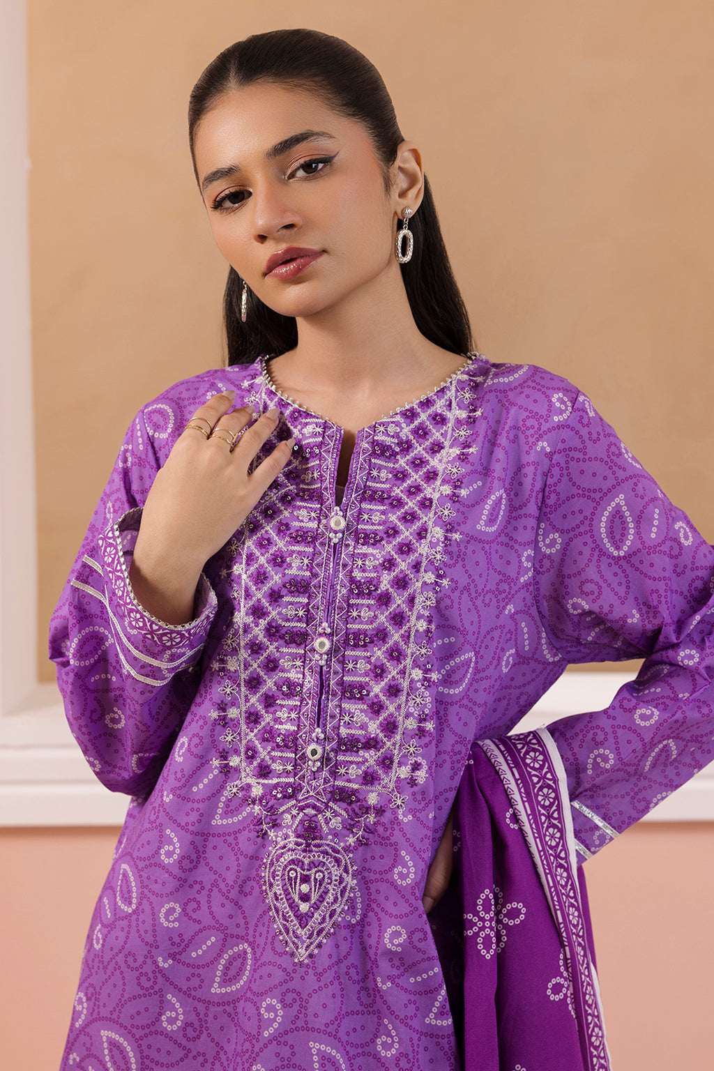 Embroidered Kurta Dupatta - 3212