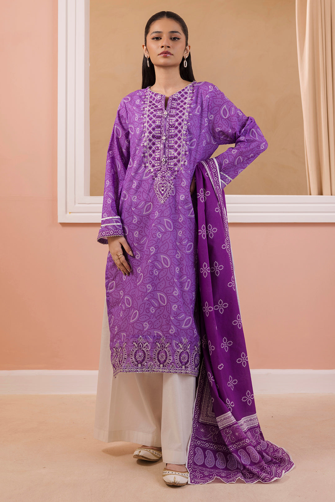 Embroidered Kurta Dupatta - 3212