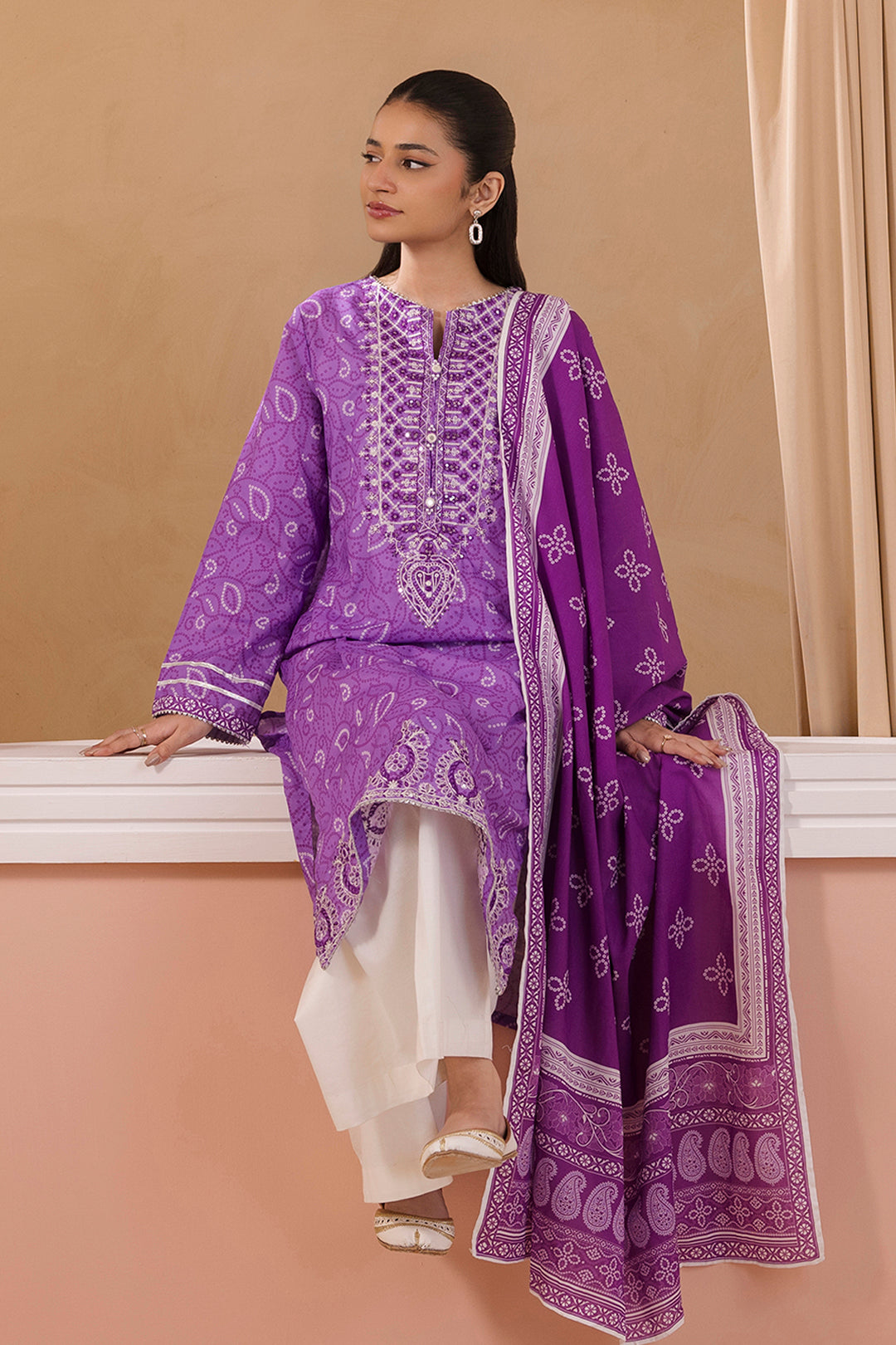 Embroidered Kurta Dupatta - 3212