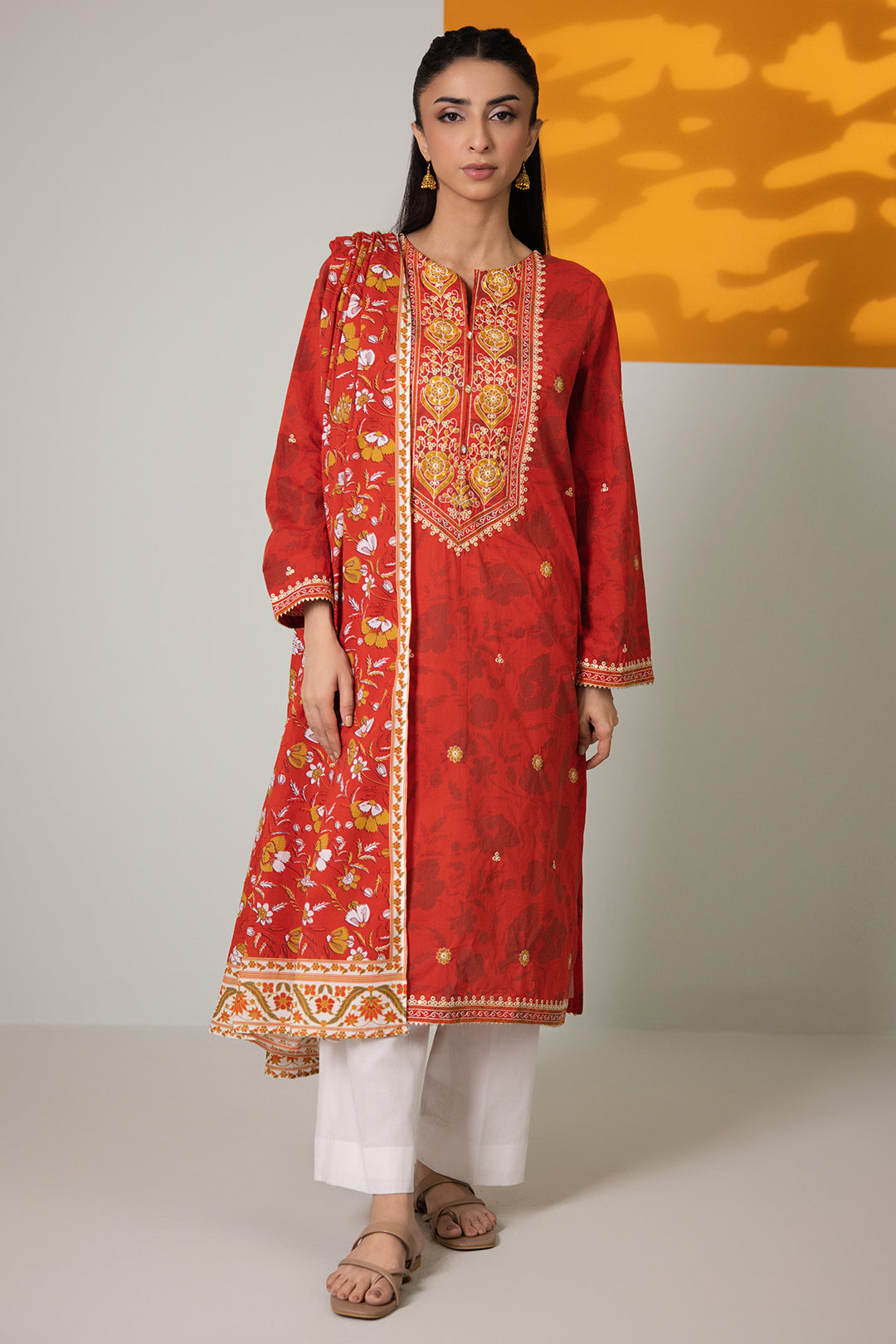 Embroidered Kurta Dupatta - 3241