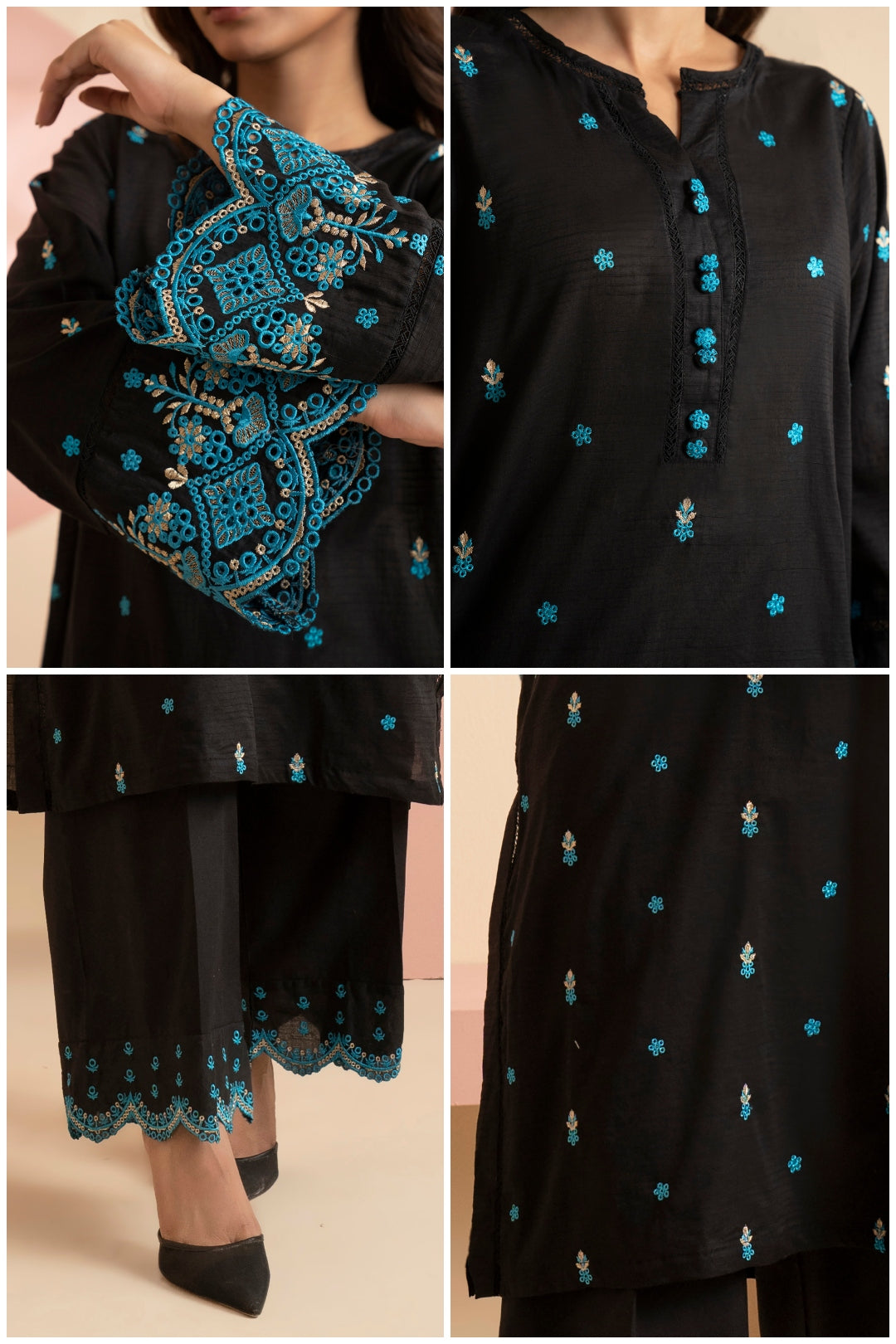 Embroidered Kurta Trouser - 3319