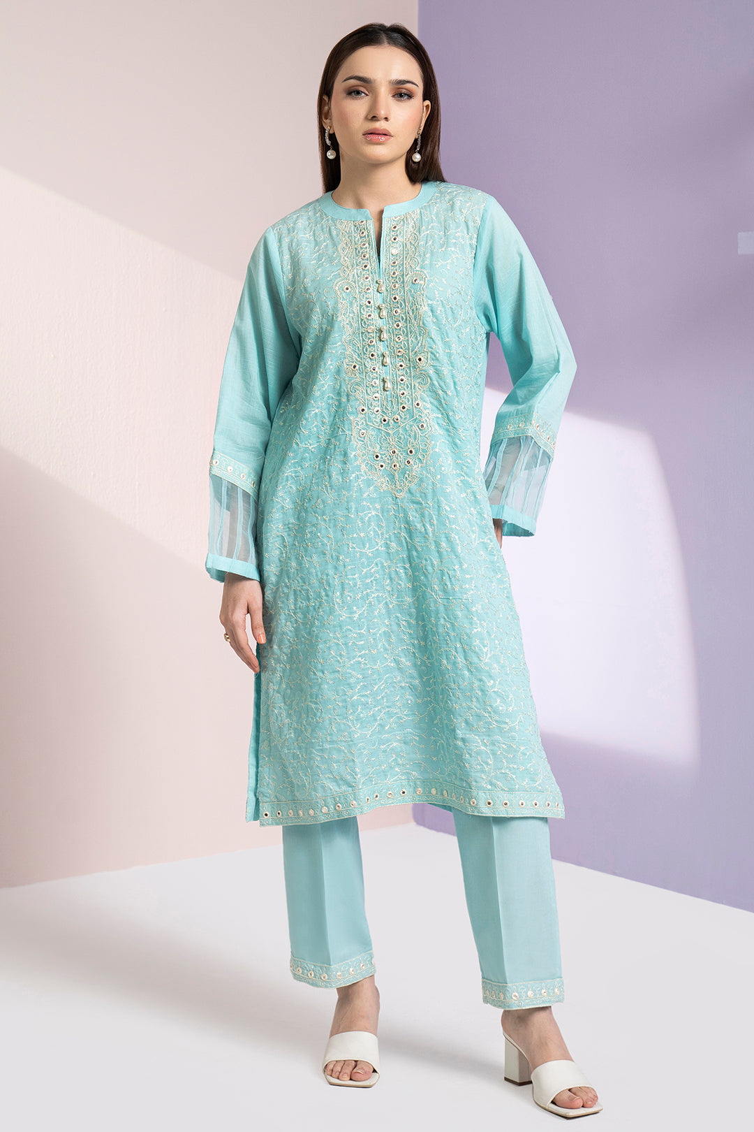 Embroidered Kurta Trouser - 3329