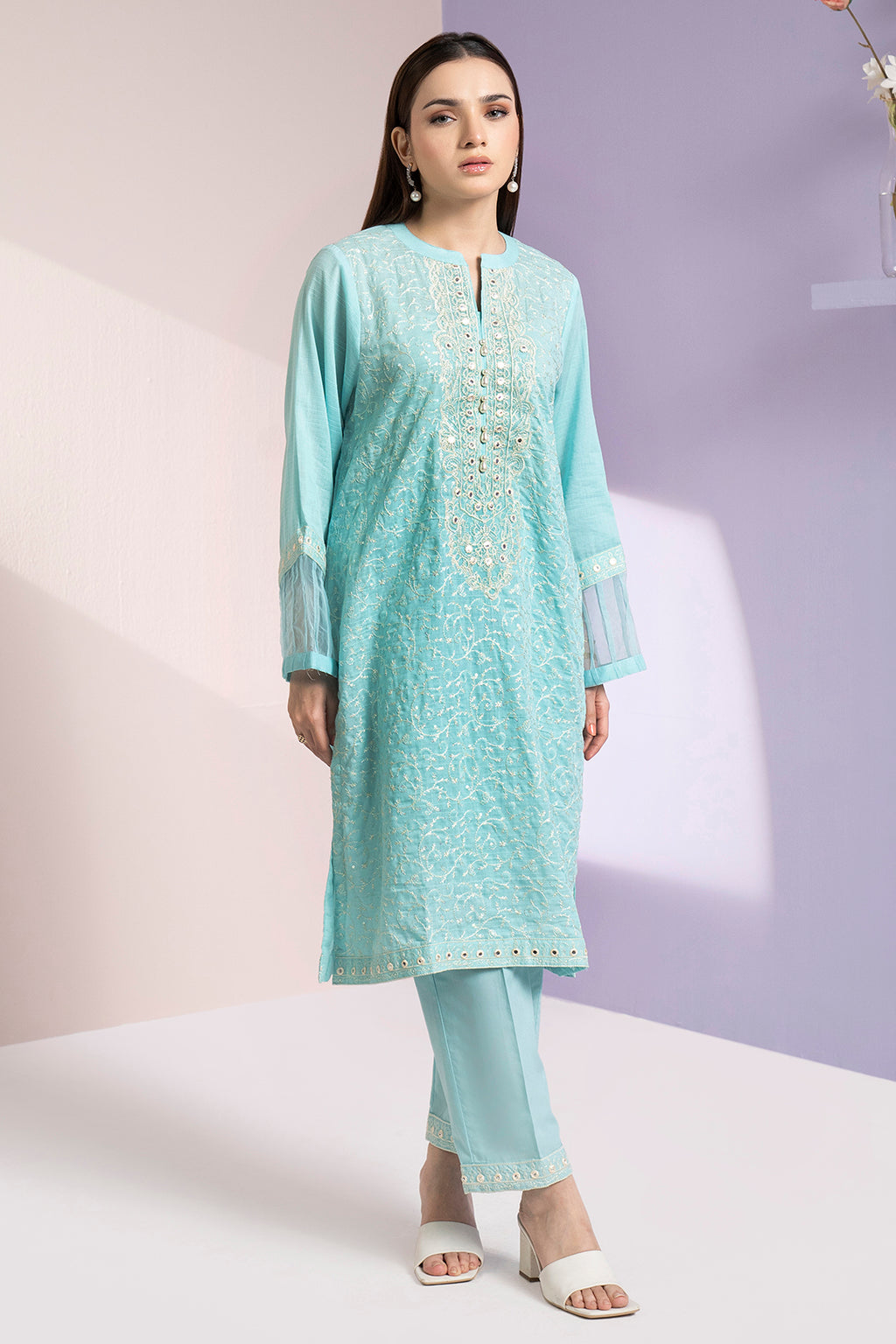Embroidered Kurta Trouser - 3329