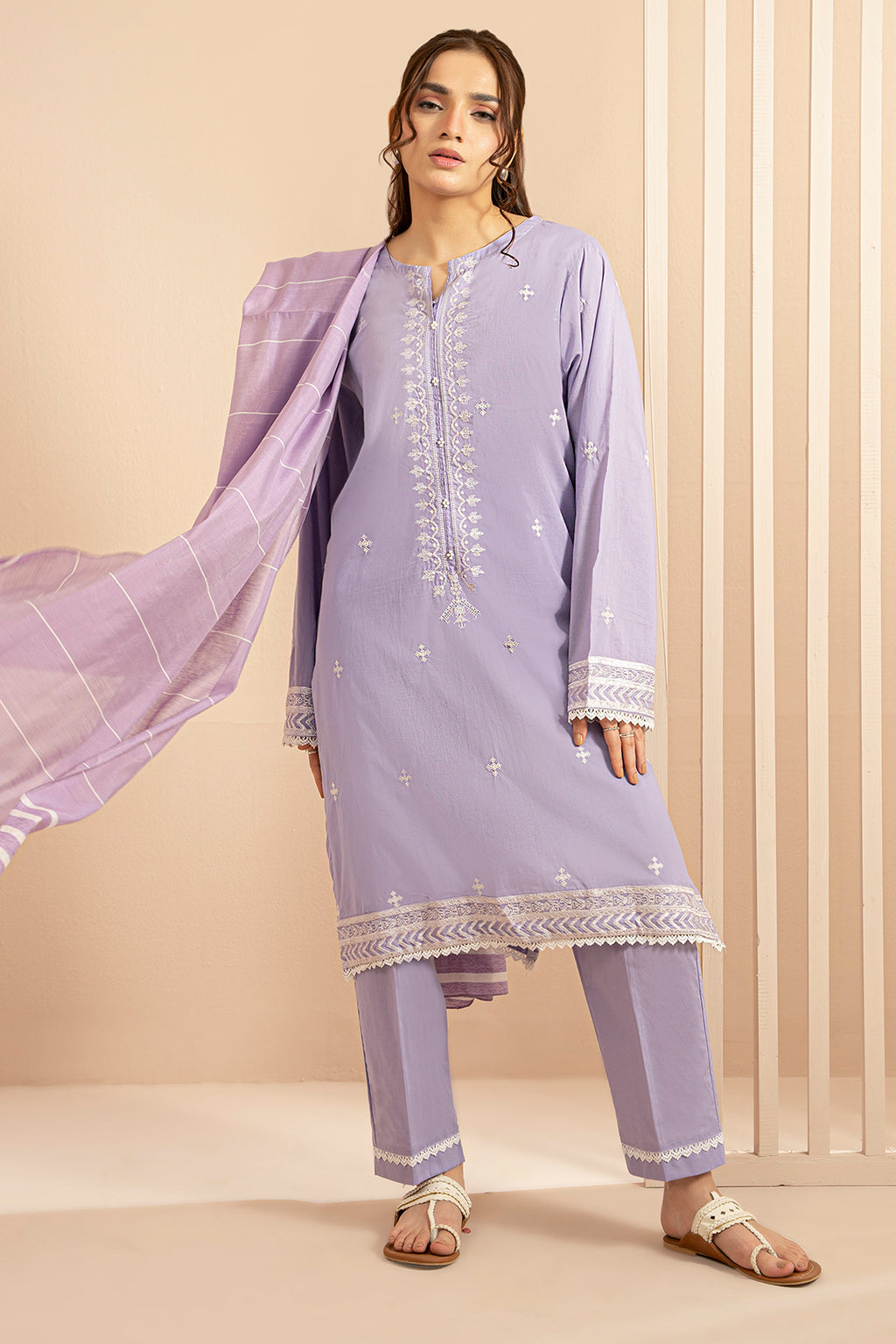 Embroidered Kurta Dupatta Trouser - 2833