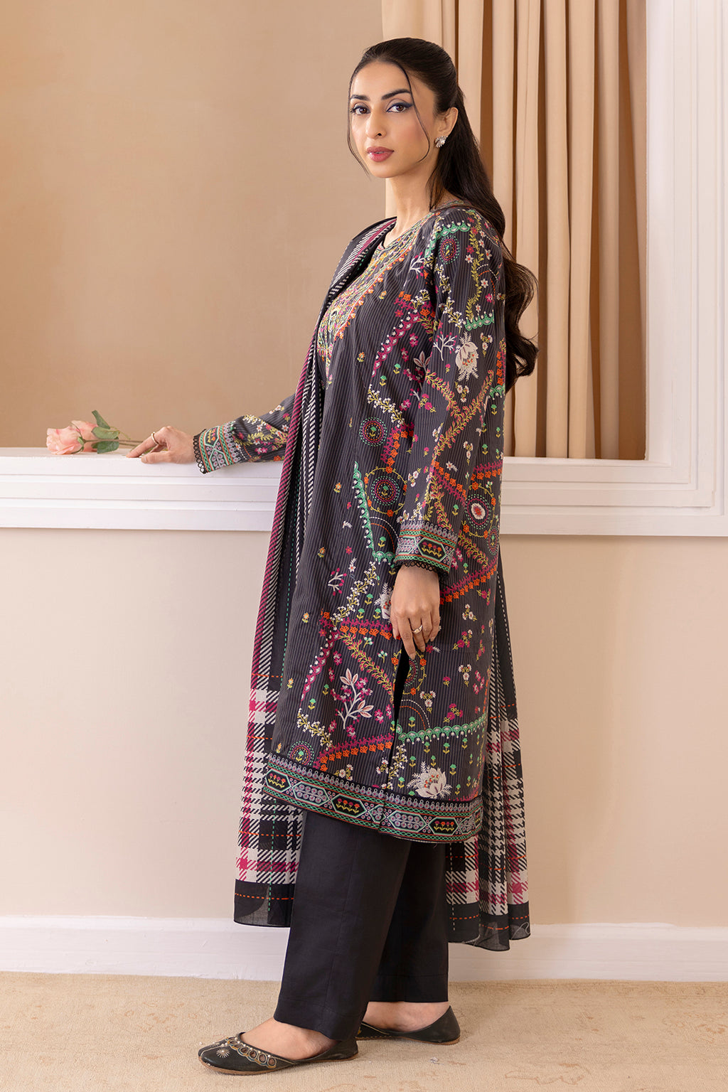 Embroidered Kurta Dupatta Trouser - 2834