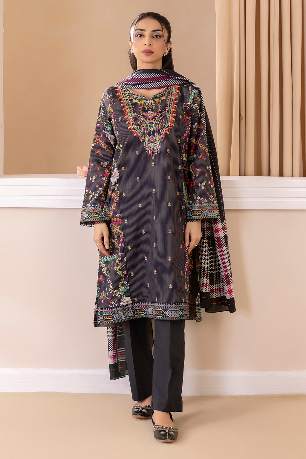 Embroidered Kurta Dupatta Trouser - 2834