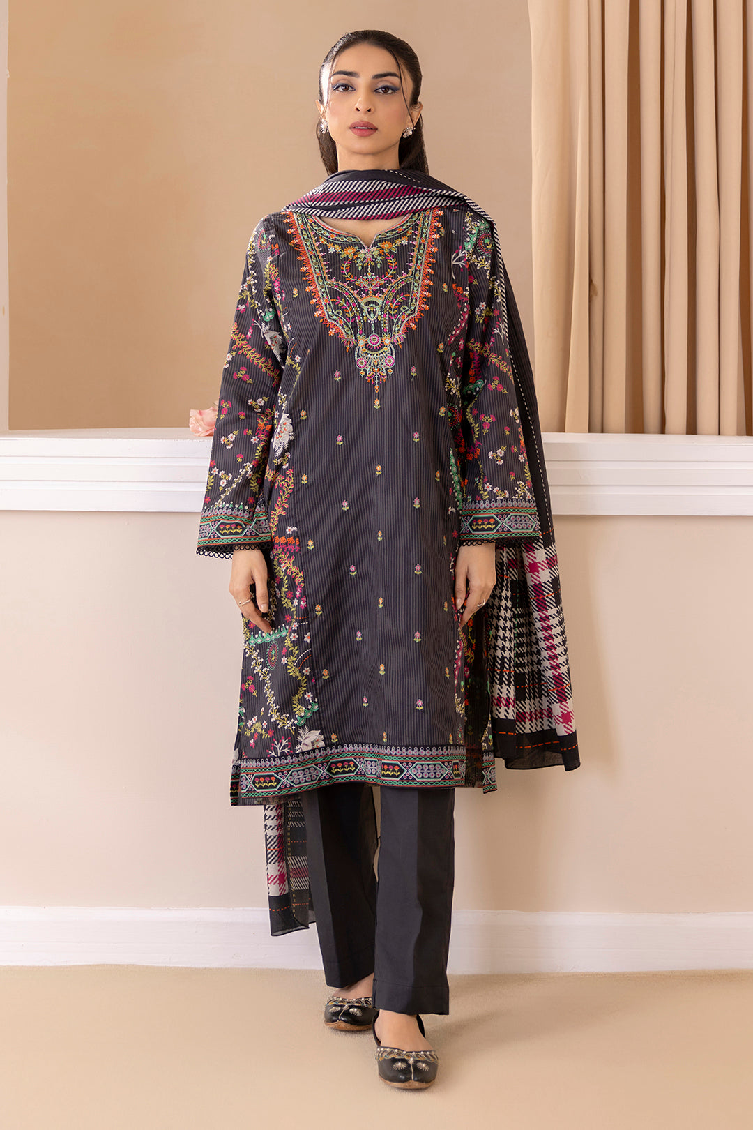 Embroidered Kurta Dupatta Trouser - 2834
