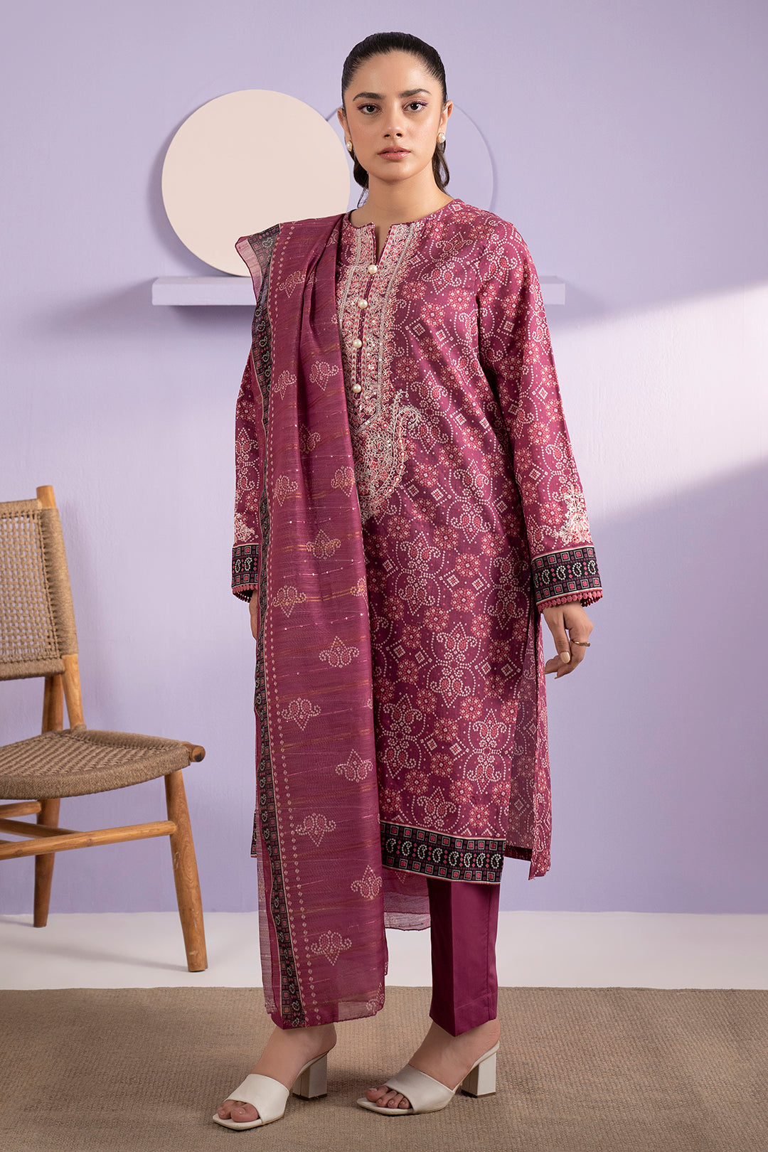 Embroidered Kurta Dupatta Trouser - 3286