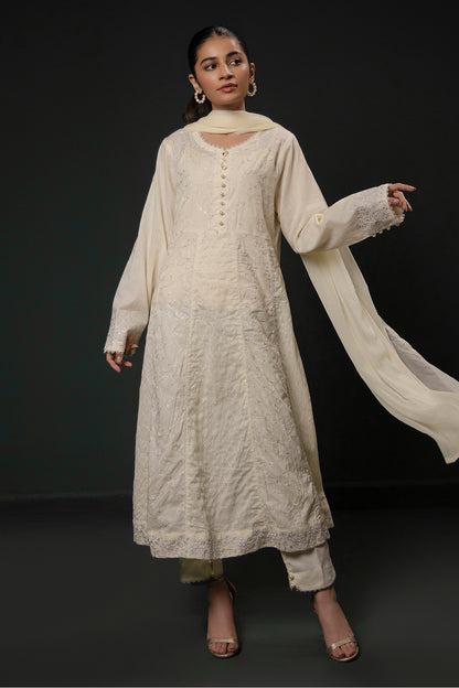 Embroidered Kurta Dupatta Trouser - 3332