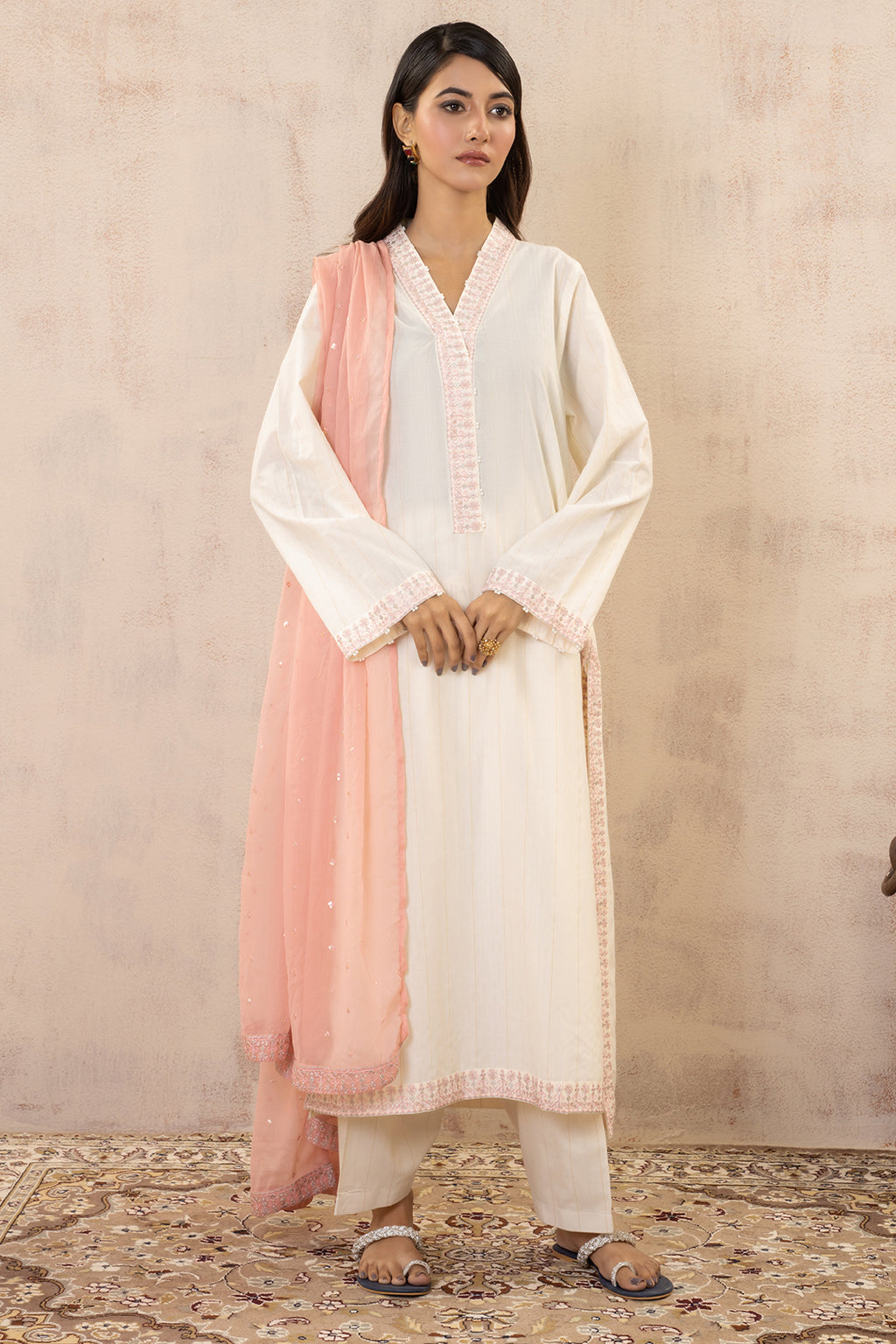 Embroidered Kurta Dupatta Trouser - 3333