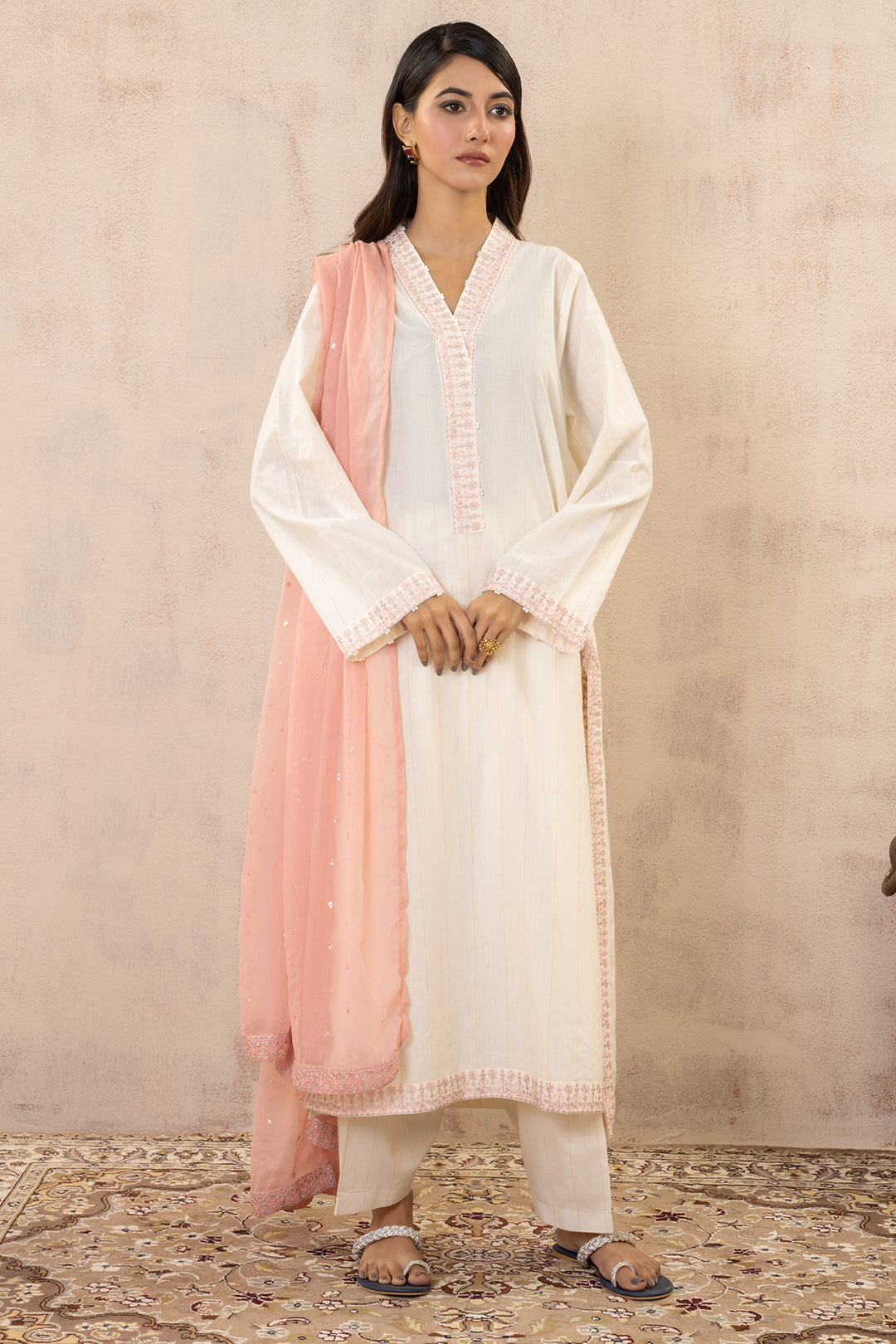 Embroidered Kurta Dupatta Trouser - 3333