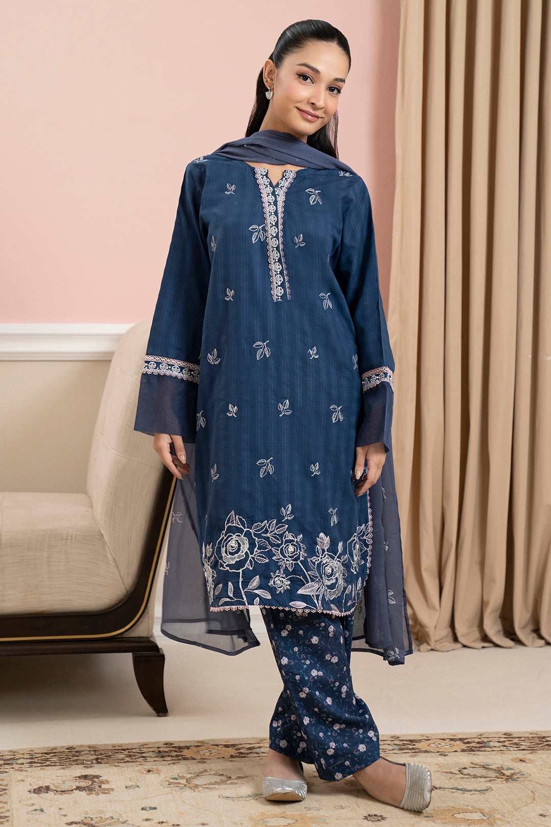 Embroidered Kurta Dupatta Trouser - 3335