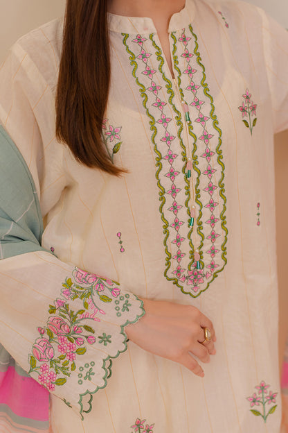 Embroidered Kurta Dupatta Trouser - 3336