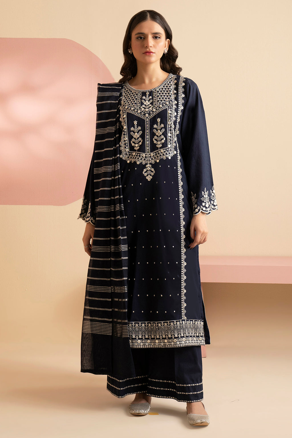 Embroidered Kurta Dupatta Trouser - 3337