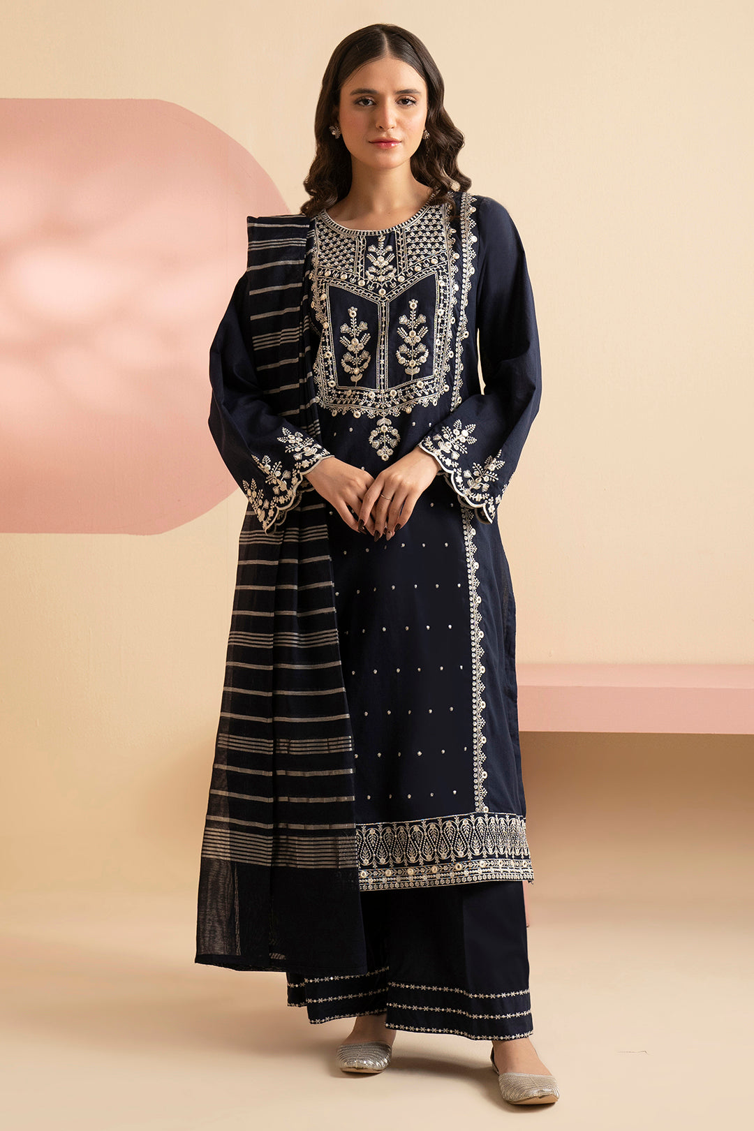 Embroidered Kurta Dupatta Trouser - 3337