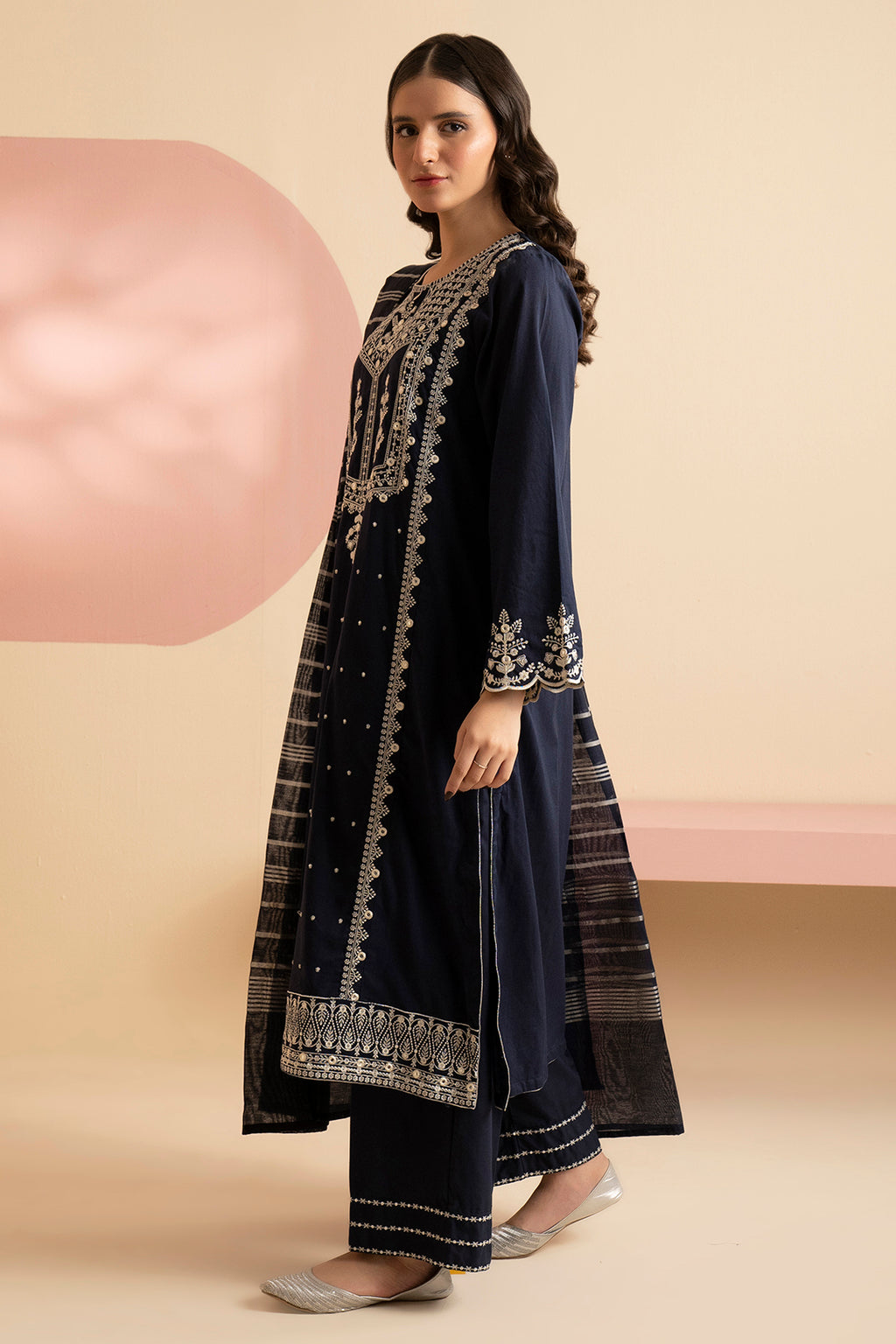 Embroidered Kurta Dupatta Trouser - 3337