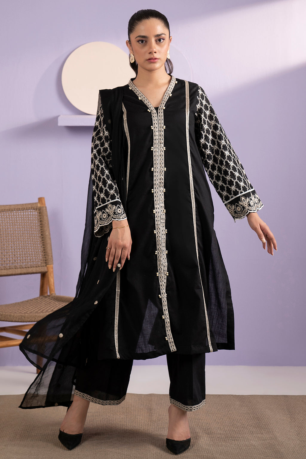 Embroidered Kurta Dupatta Trouser - 3339