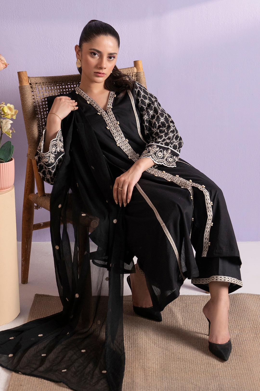 Embroidered Kurta Dupatta Trouser - 3339