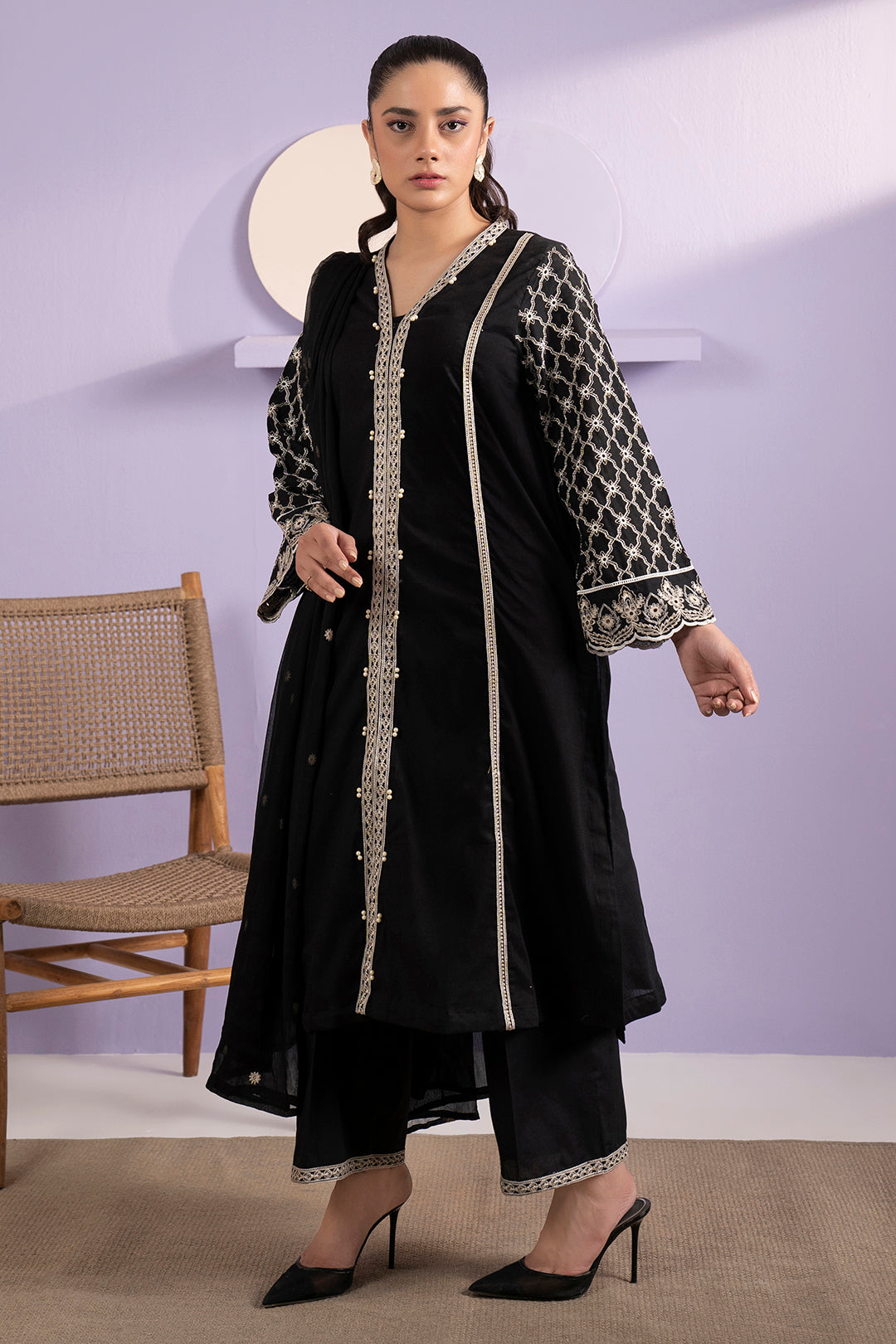 Embroidered Kurta Dupatta Trouser - 3339