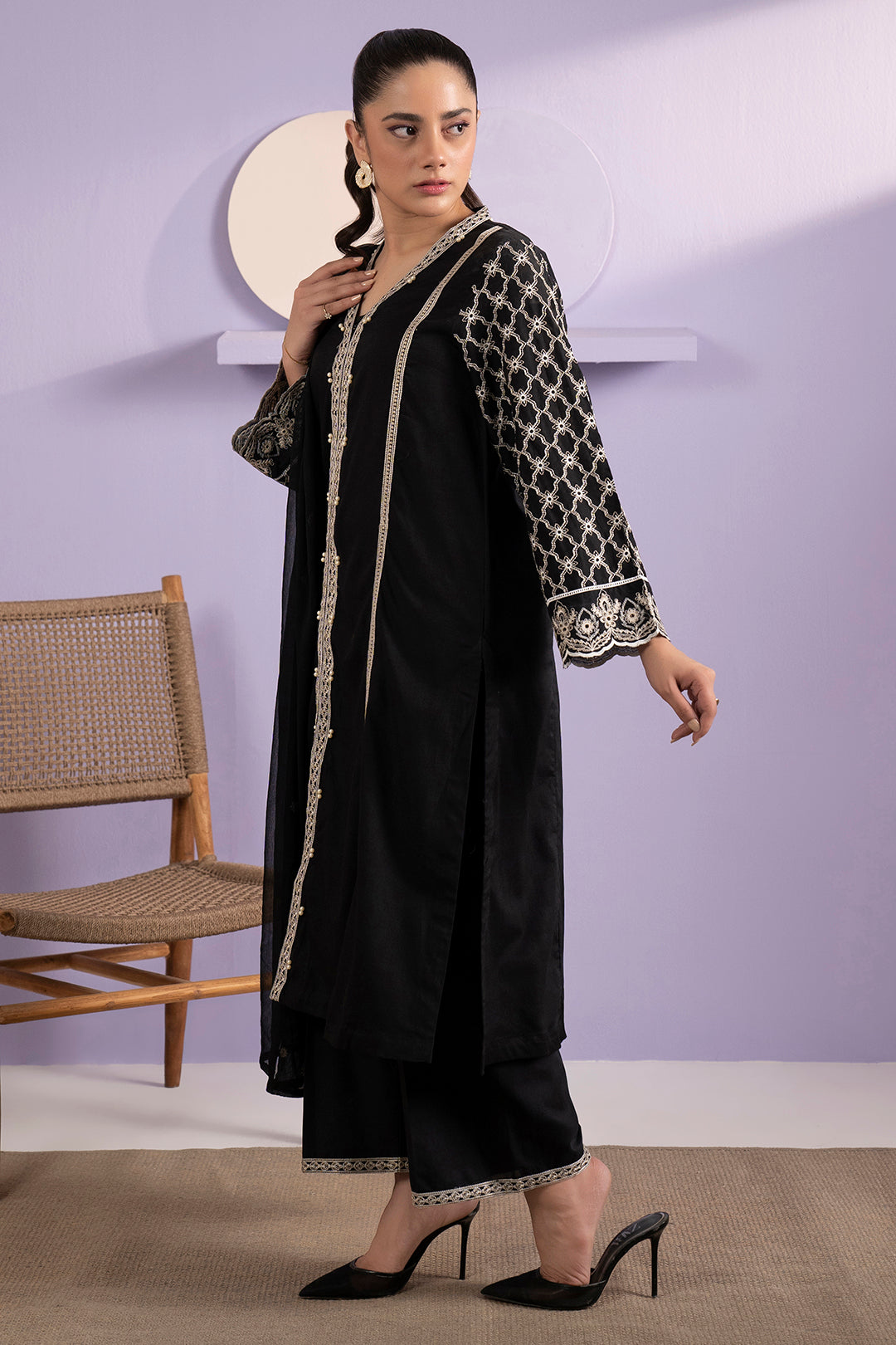 Embroidered Kurta Dupatta Trouser - 3339