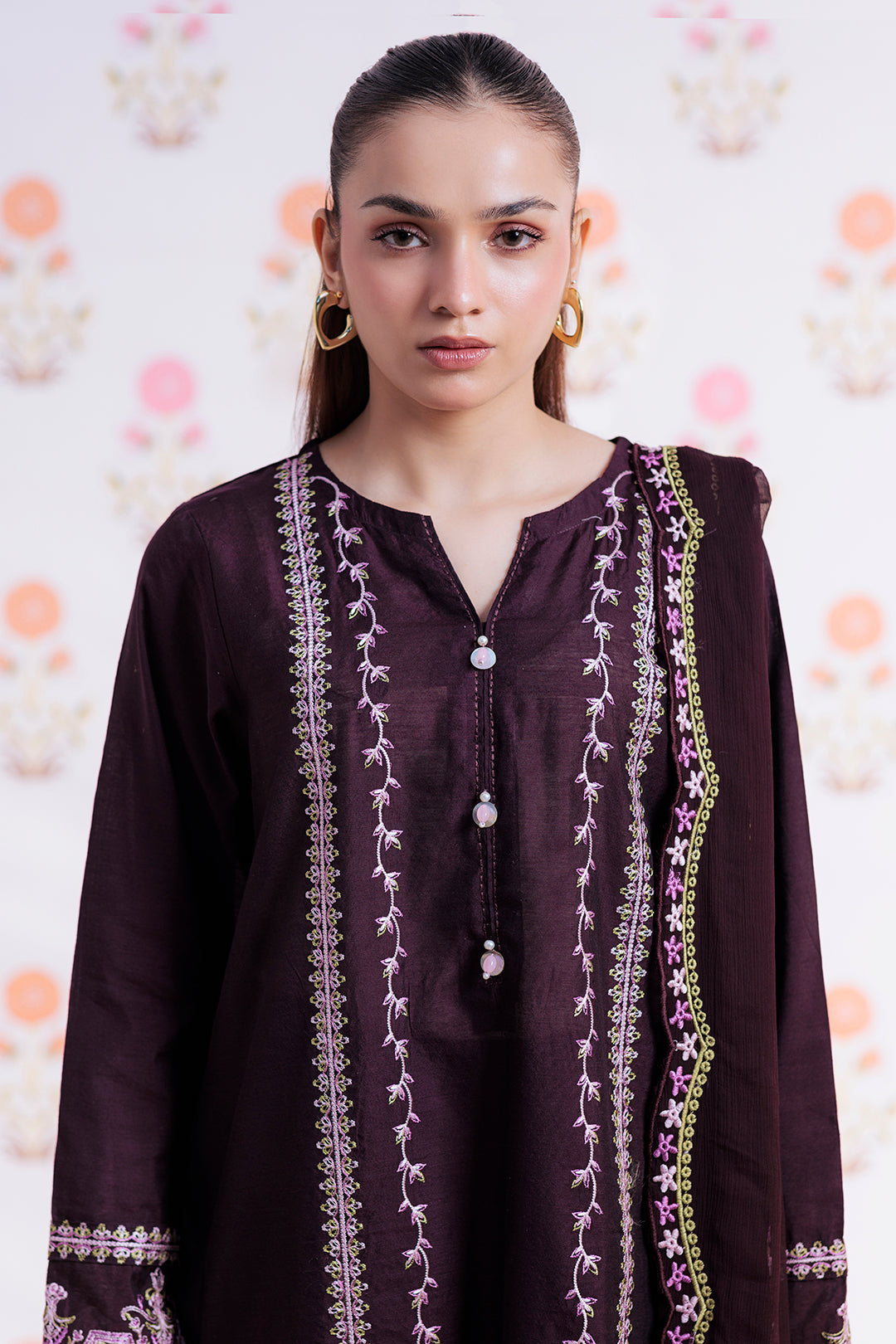 Embroidered Kurta Dupatta Trouser - 3343