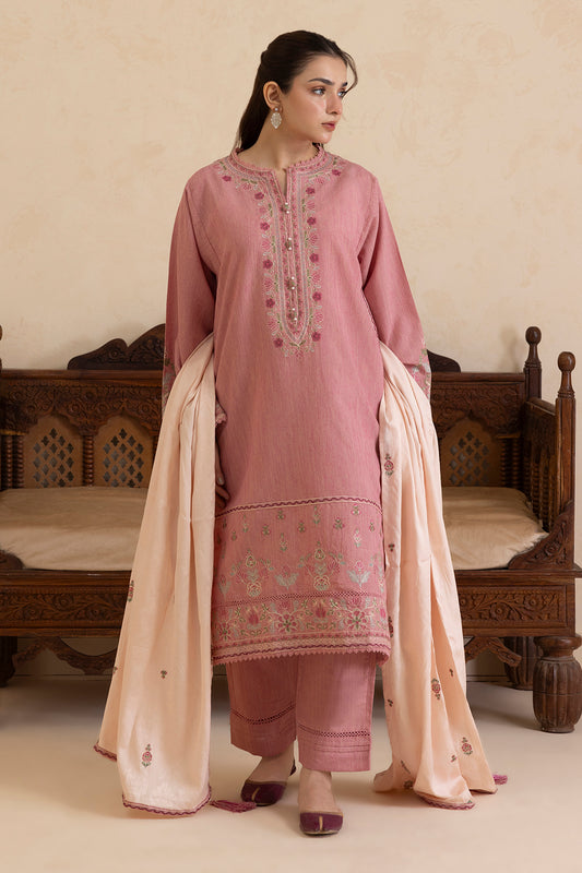 Embroidered Kurta Shawl Trouser - 3414