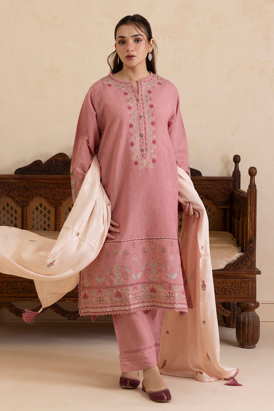 Embroidered Kurta Shawl Trouser - 3414