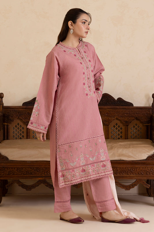 Embroidered Kurta Shawl Trouser - 3414