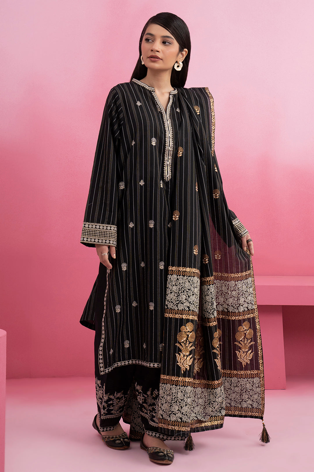Embroidered Kurta Dupatta Trouser - 3415