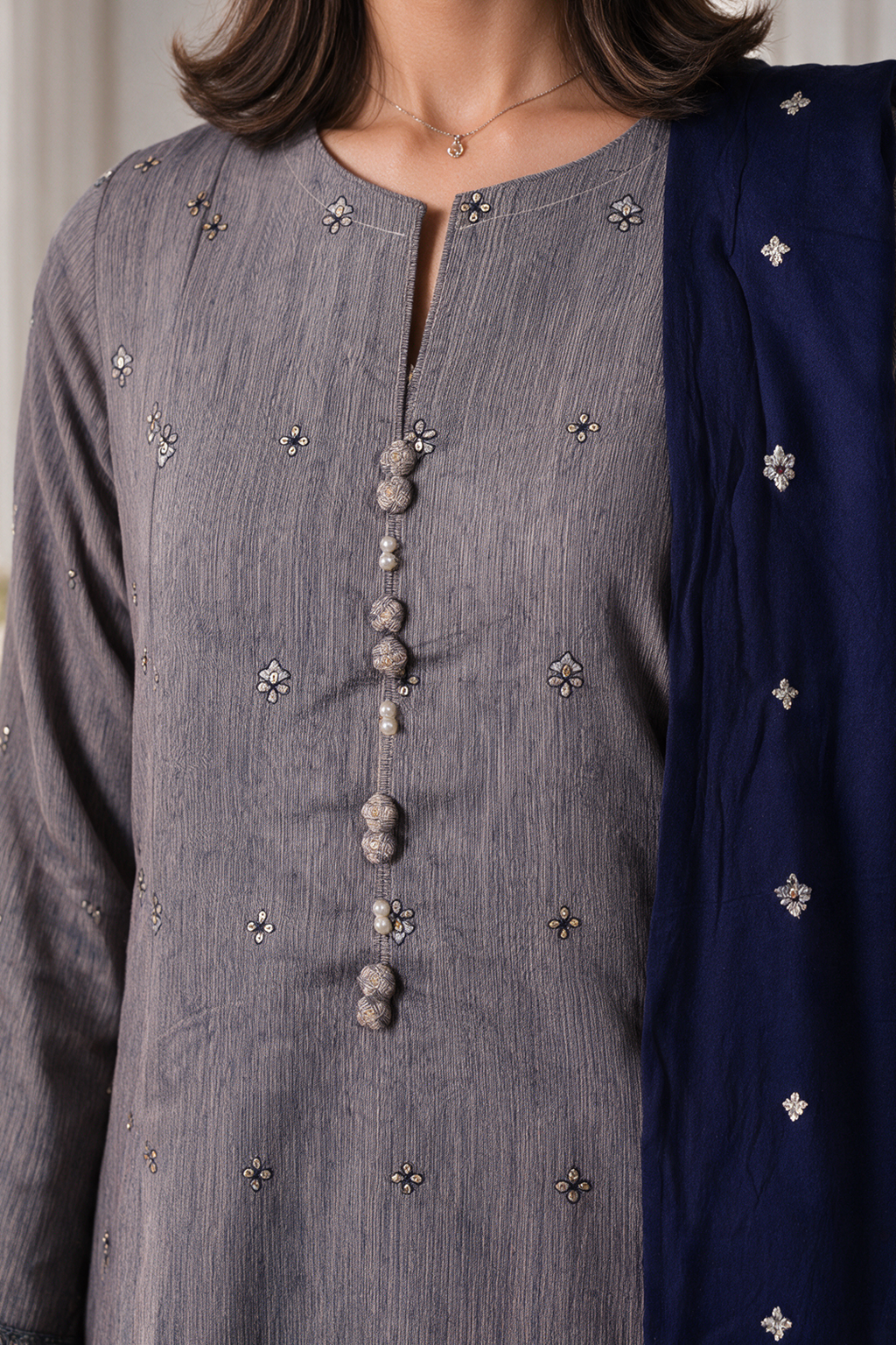 Embroidered Kurta Shawl Trouser - 3416