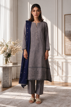 Embroidered Kurta Shawl Trouser - 3416