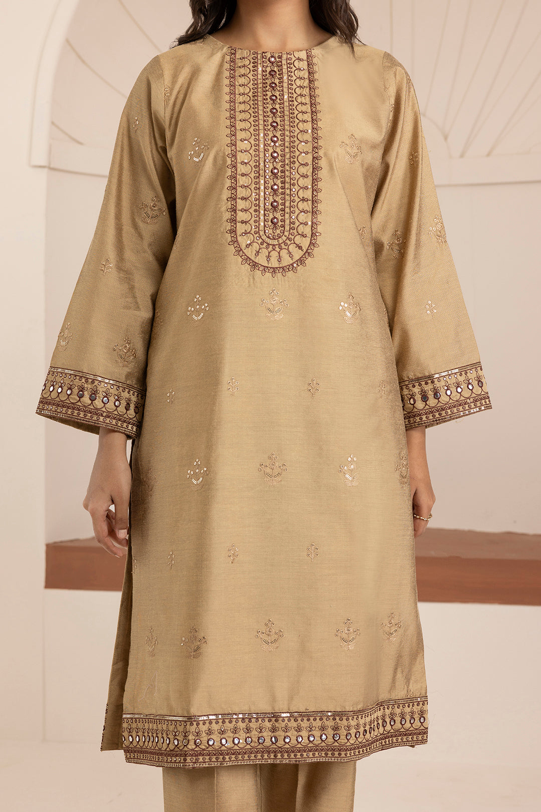 Embroidered Kurta Shawl Trouser - 3419