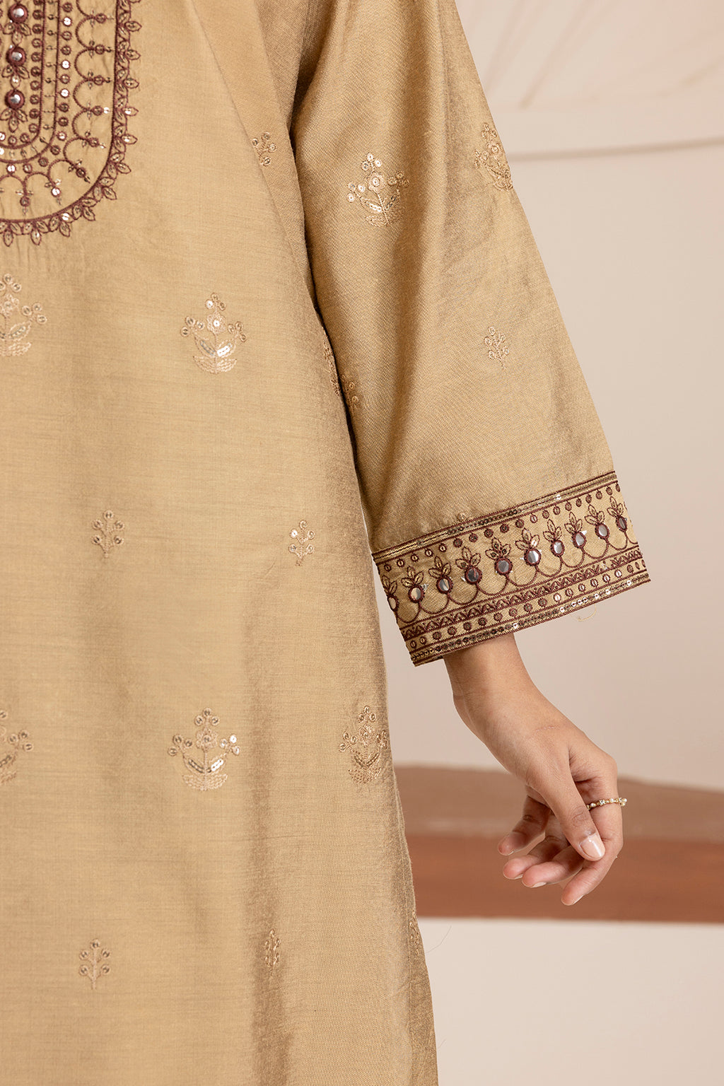 Embroidered Kurta Shawl Trouser - 3419