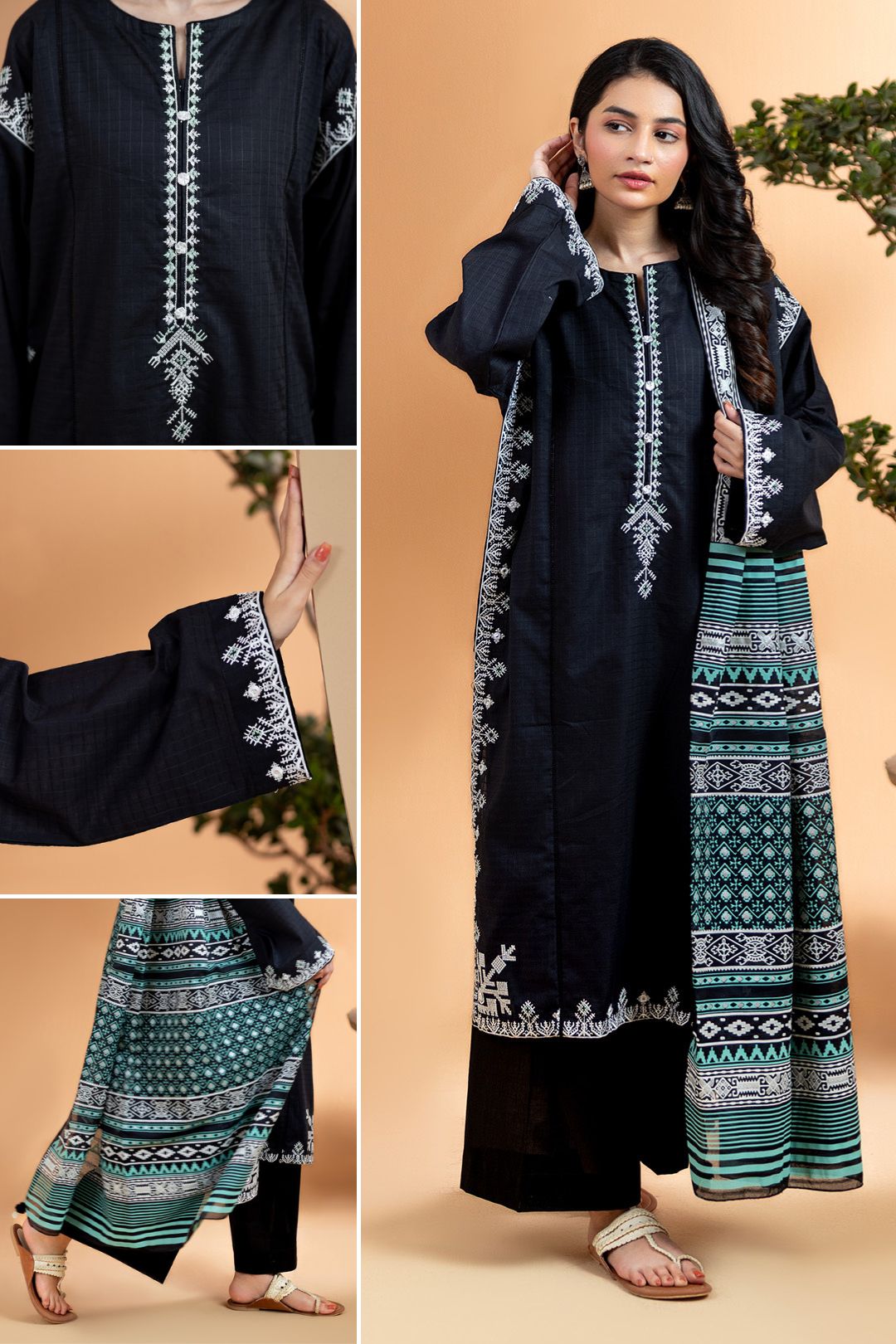 Embroidered Kurta Dupatta - 2505