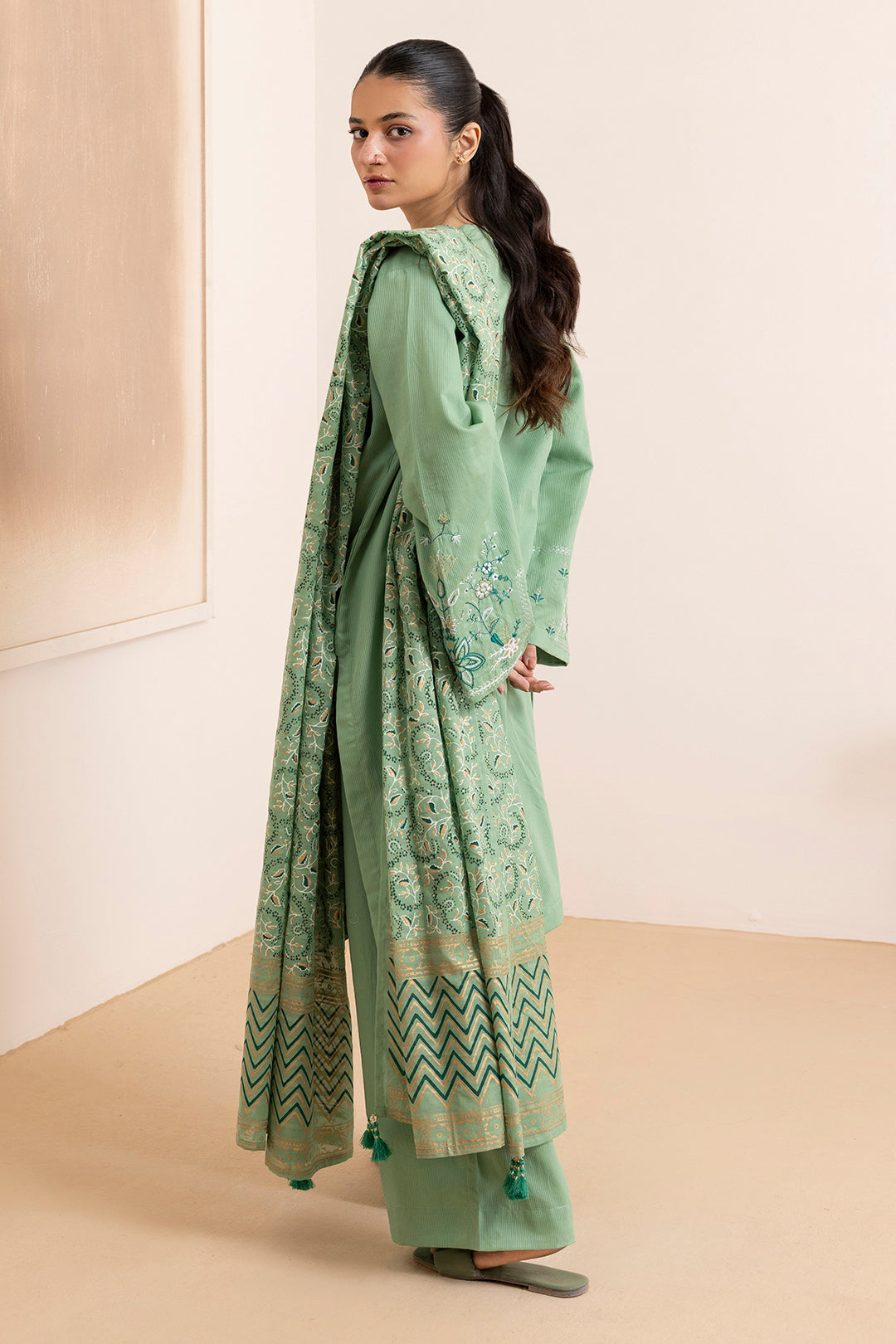 Embroidered Kurta Dupatta Trouser - 2501