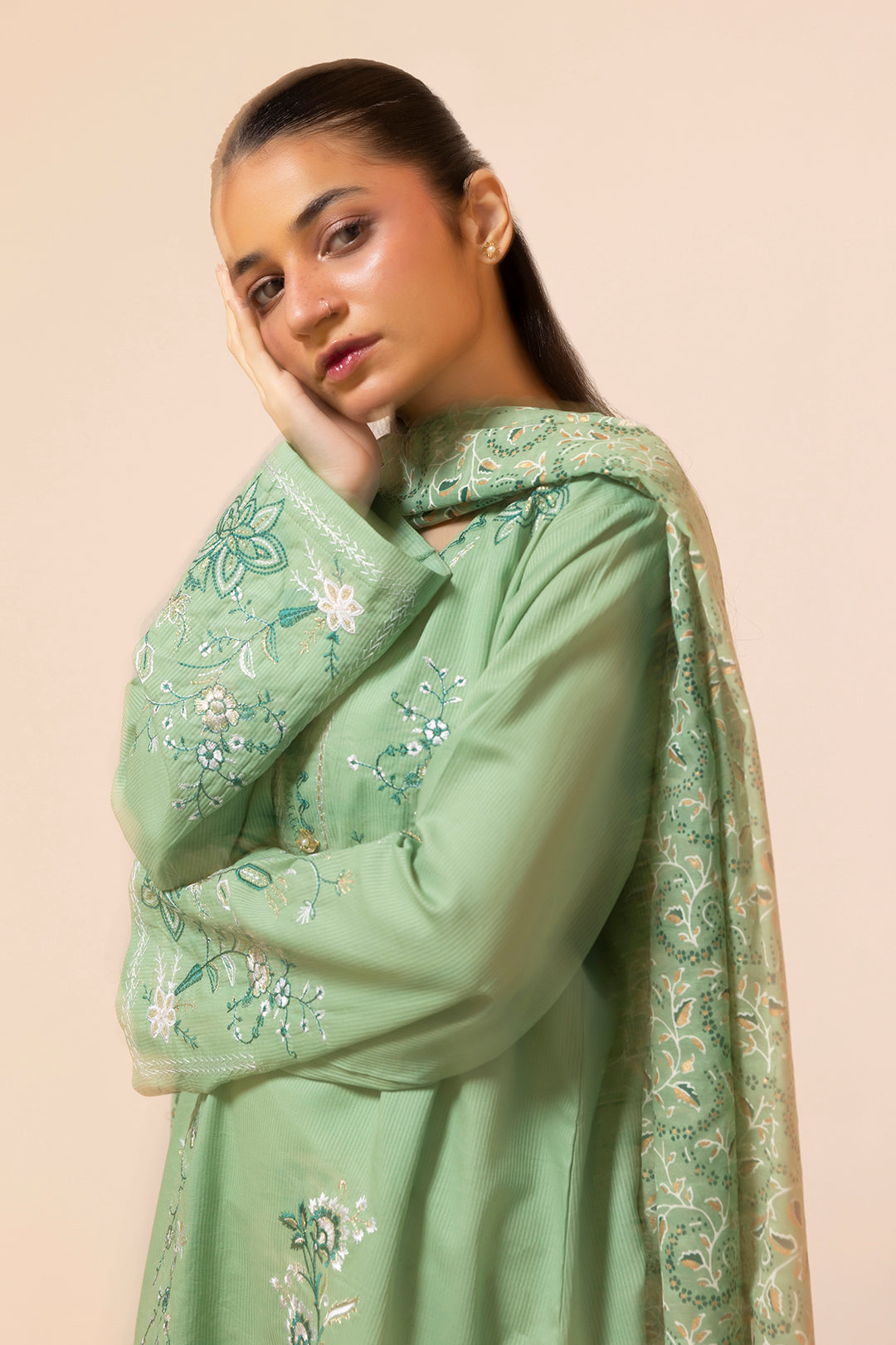 Embroidered Kurta Dupatta Trouser - 2501