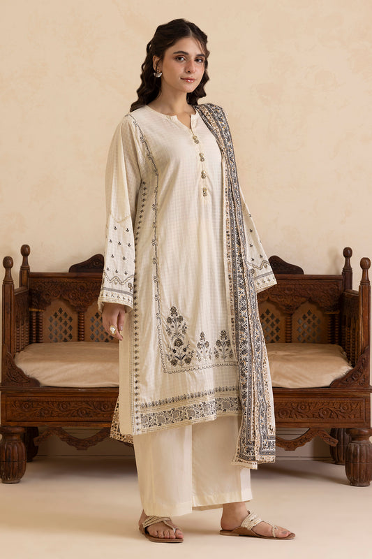 Embroidered Kurta Dupatta Trouser - 2502
