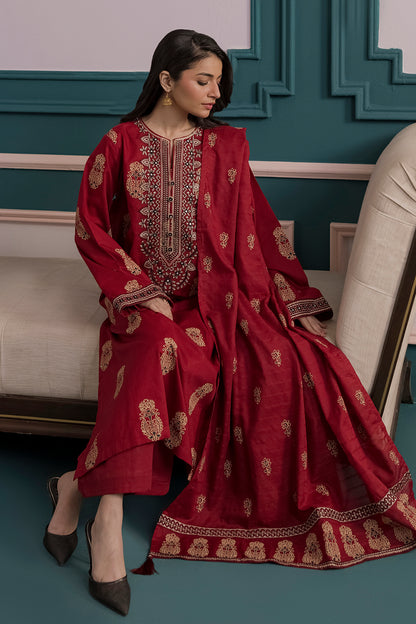 Embroidered Kurta Dupatta Trouser - 2503