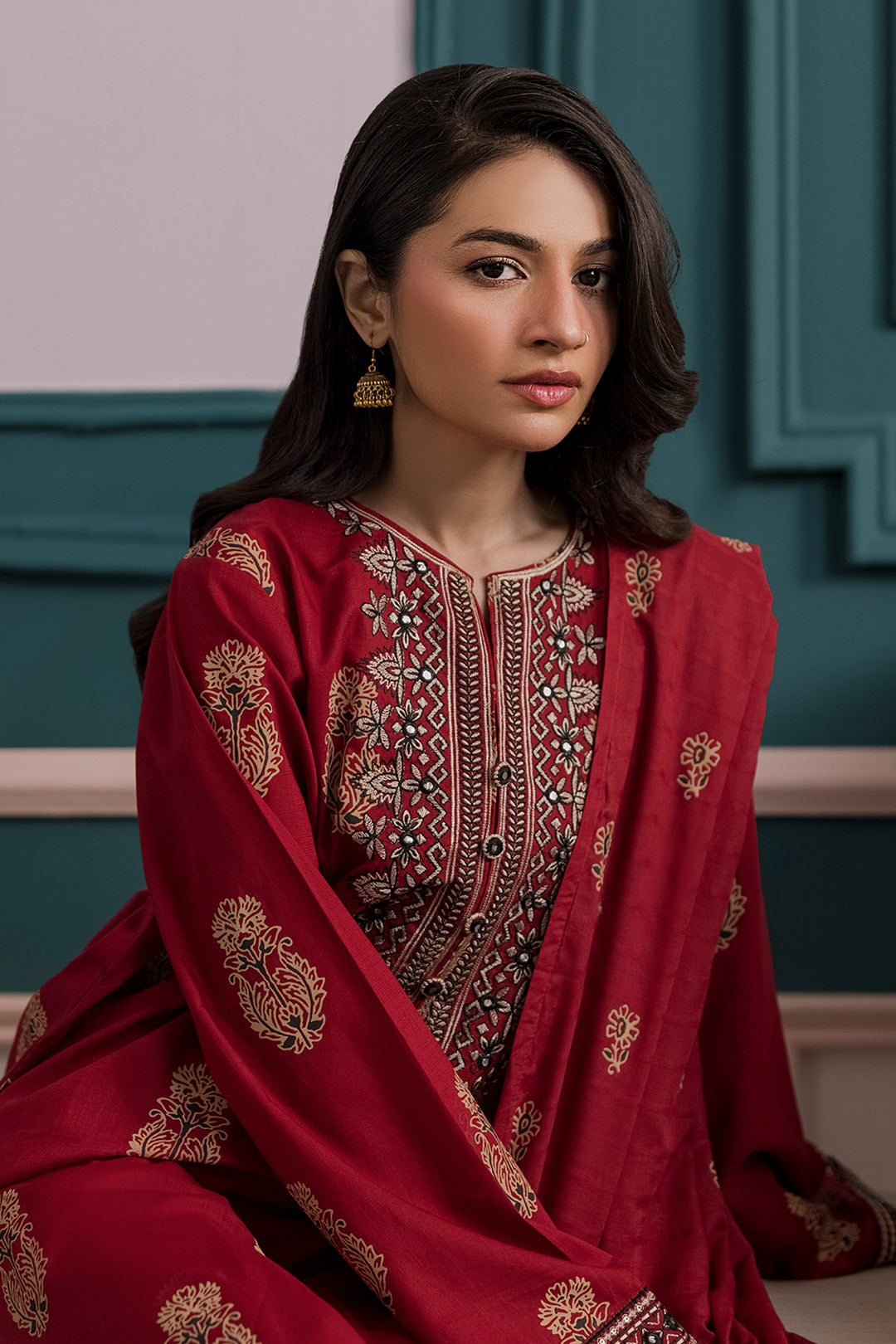 Embroidered Kurta Dupatta Trouser - 2503