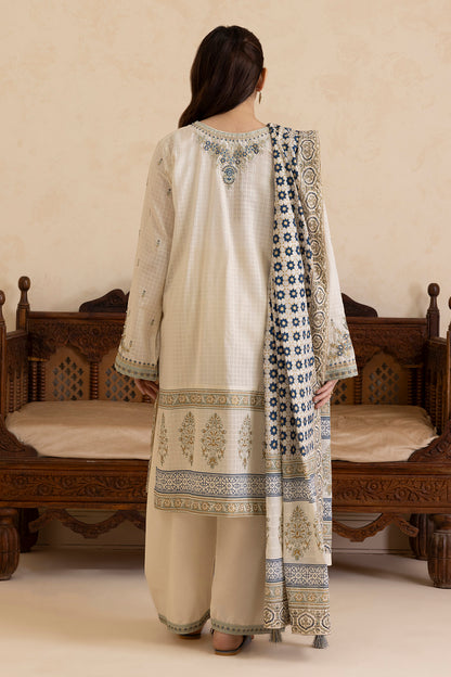 Embroidered Kurta Dupatta Trouser - 2509