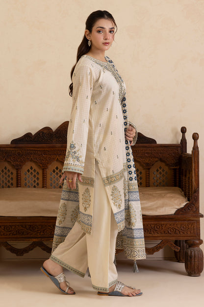 Embroidered Kurta Dupatta Trouser - 2509