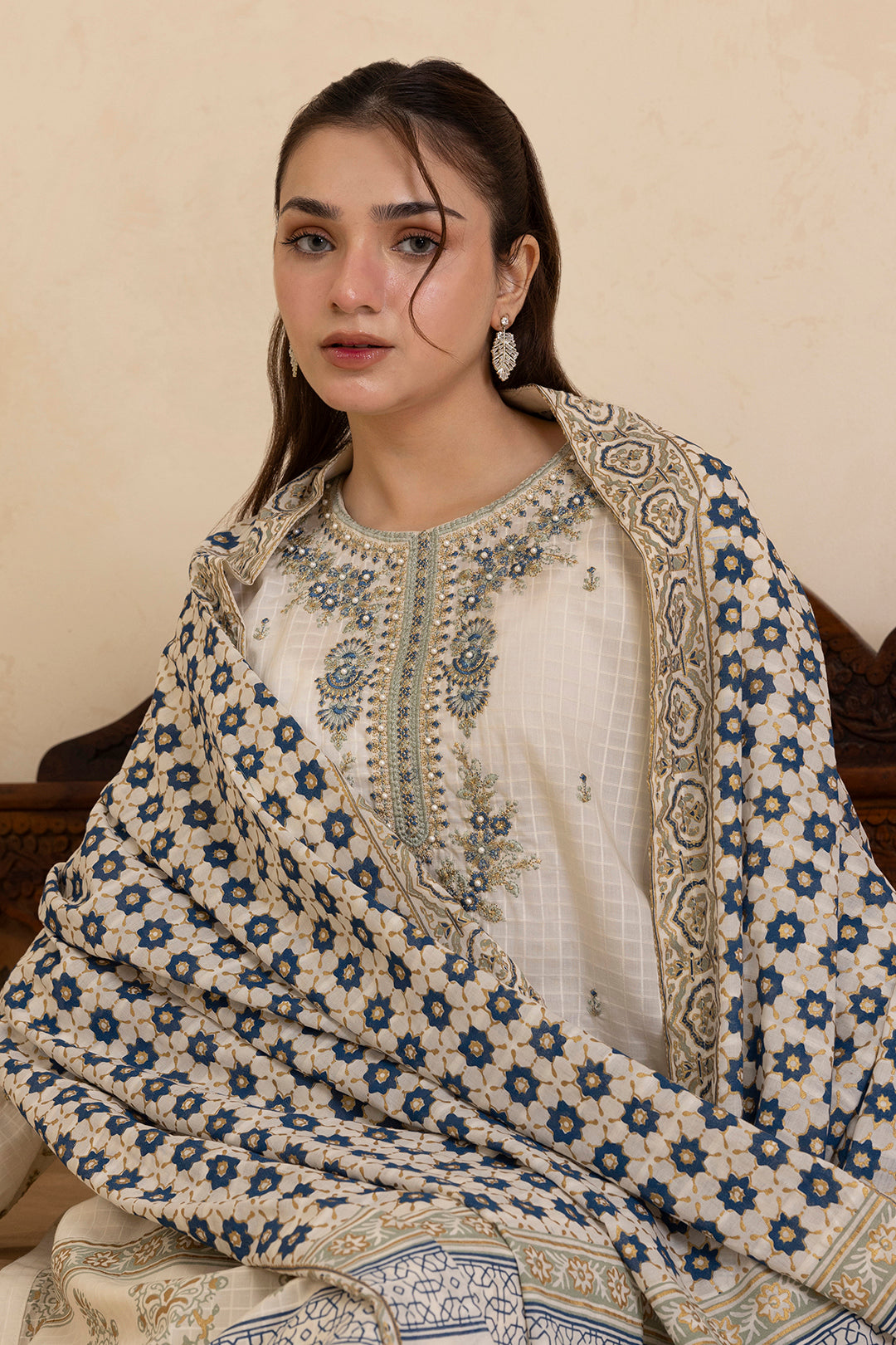 Embroidered Kurta Dupatta Trouser - 2509