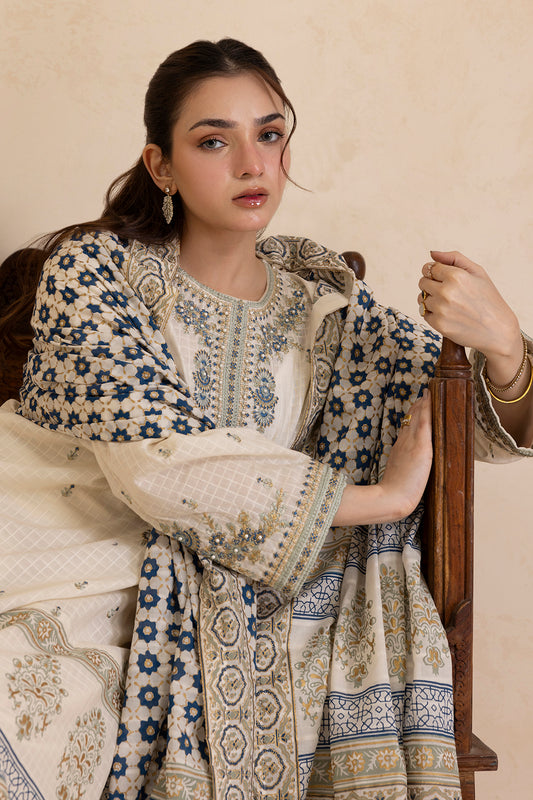 Embroidered Kurta Dupatta Trouser - 2509