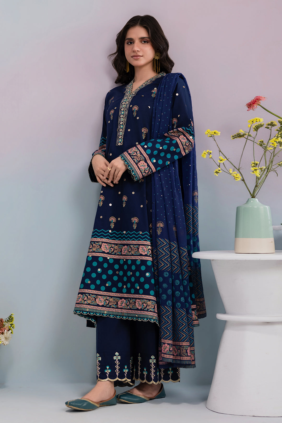 Embroidered Kurta Dupatta Trouser - 2510