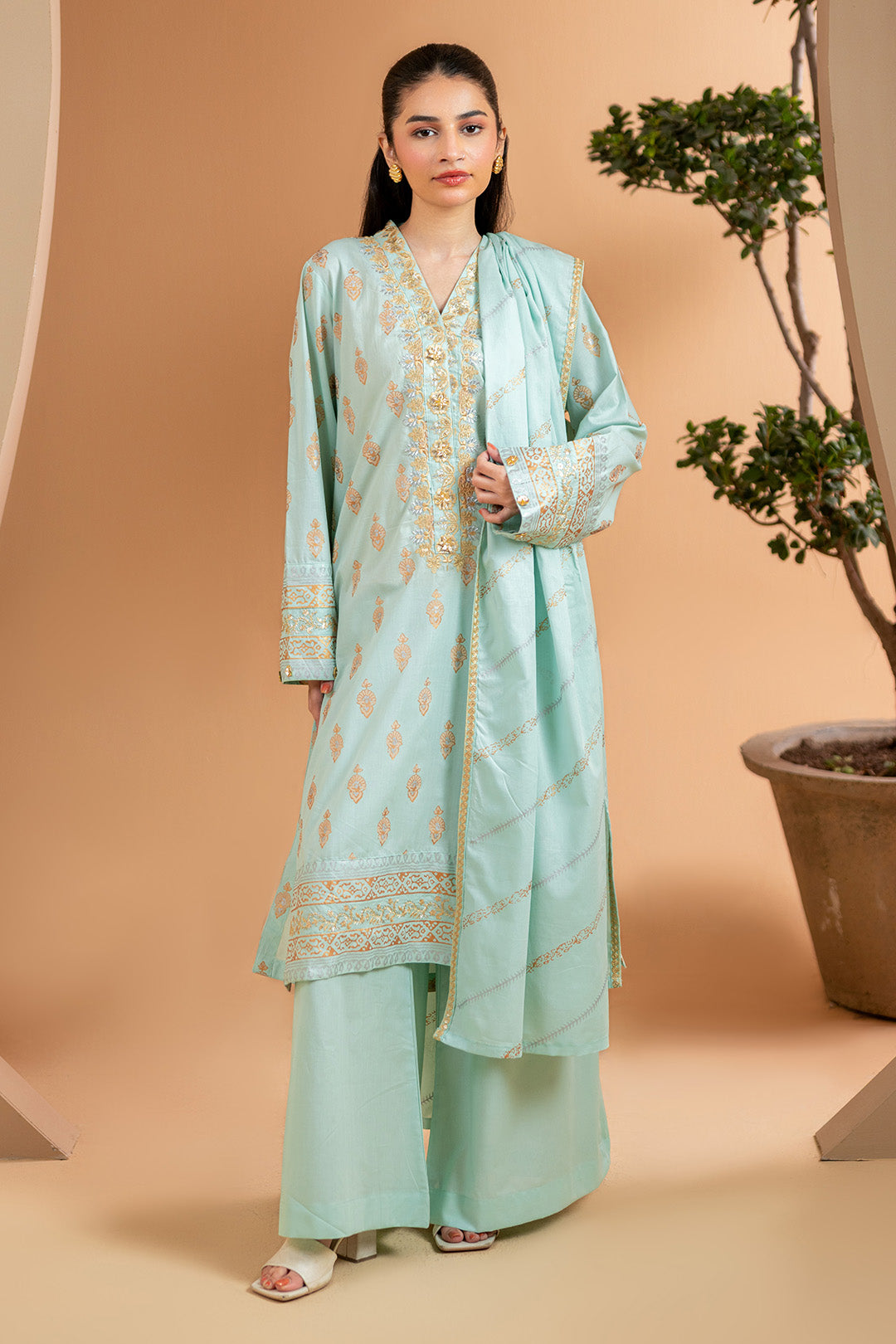 Embroidered Kurta Dupatta Trouser - 2511