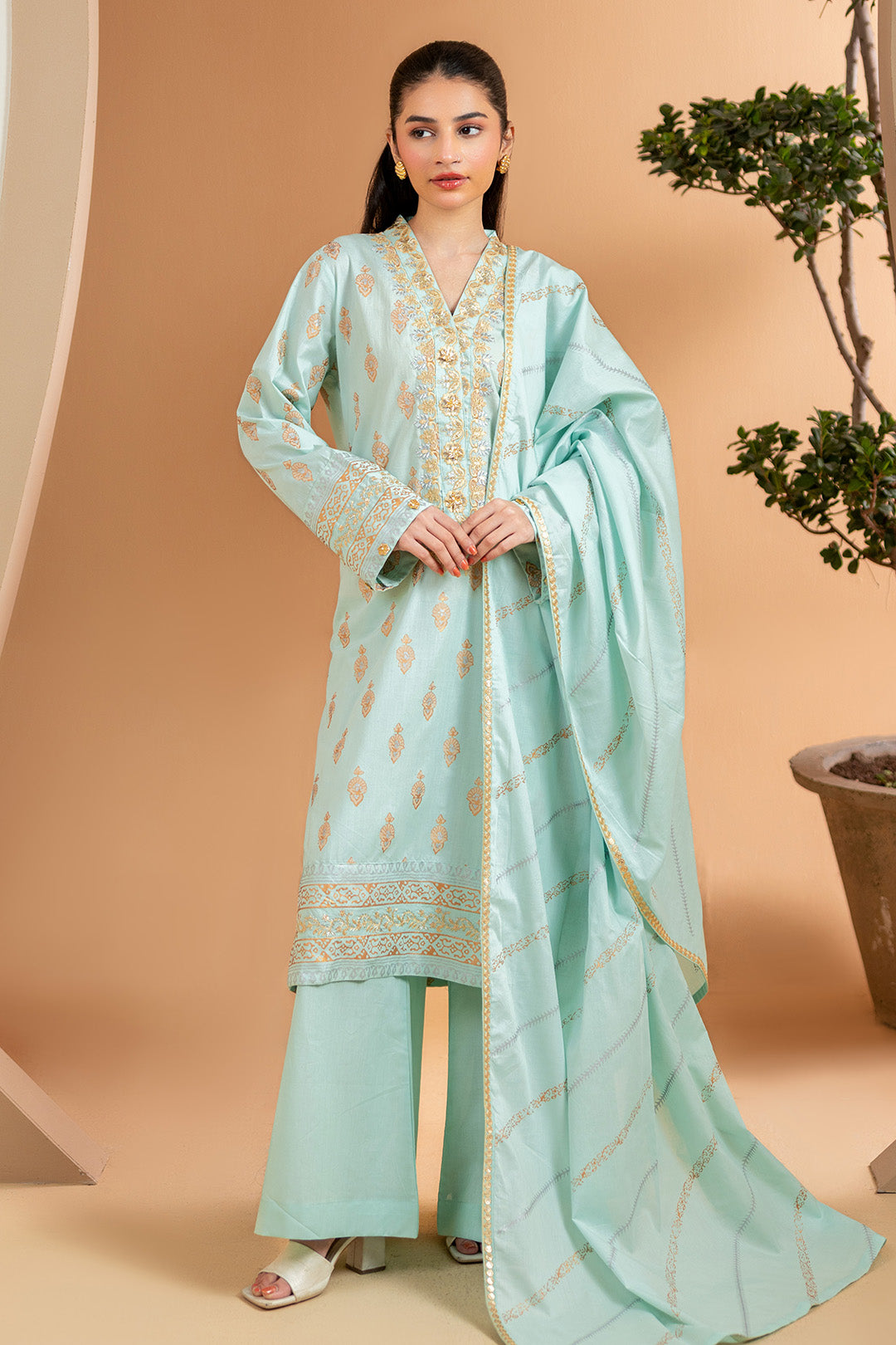 Embroidered Kurta Dupatta Trouser - 2511