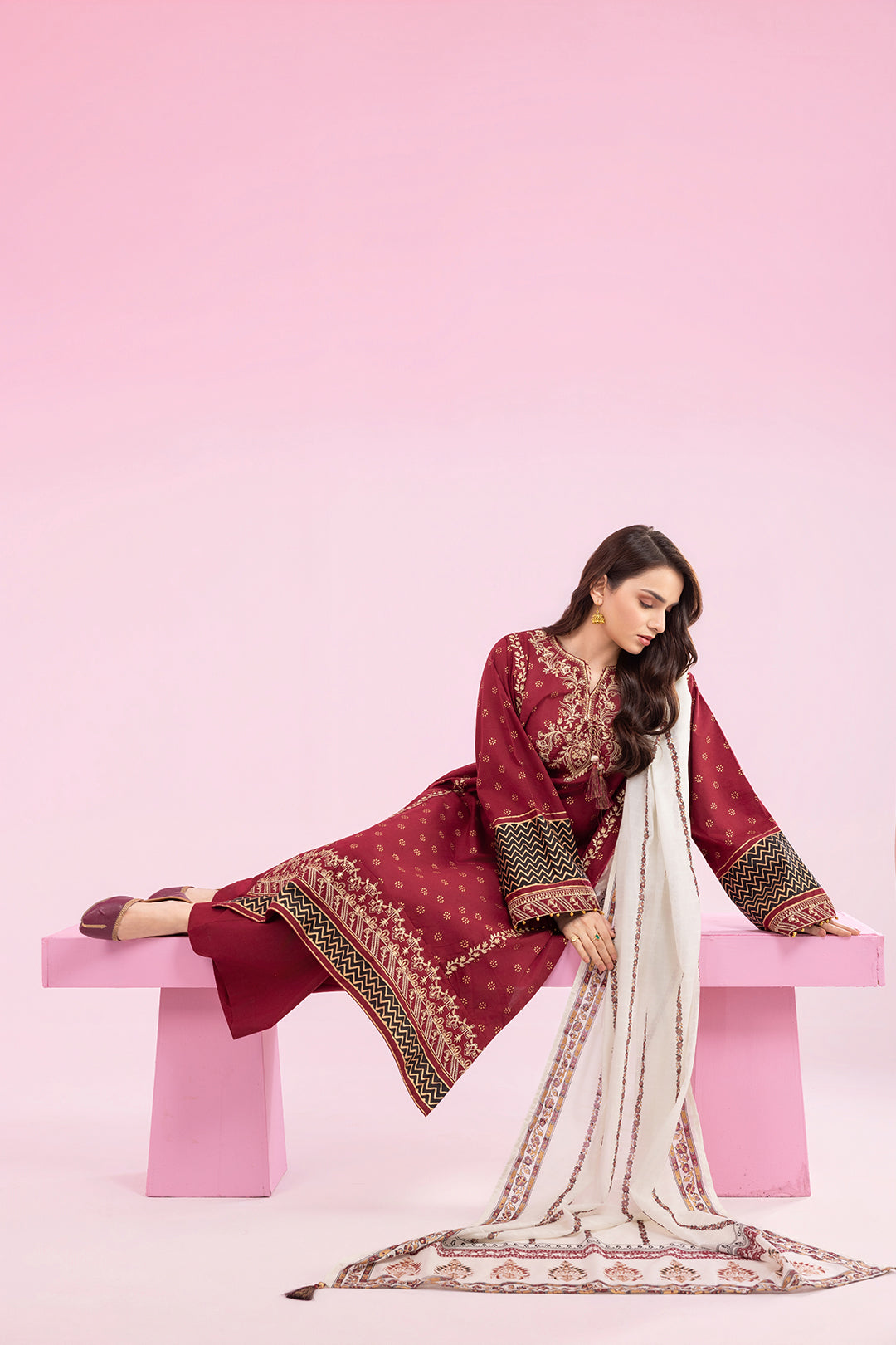 Embroidered Kurta Dupatta Trouser - 2512
